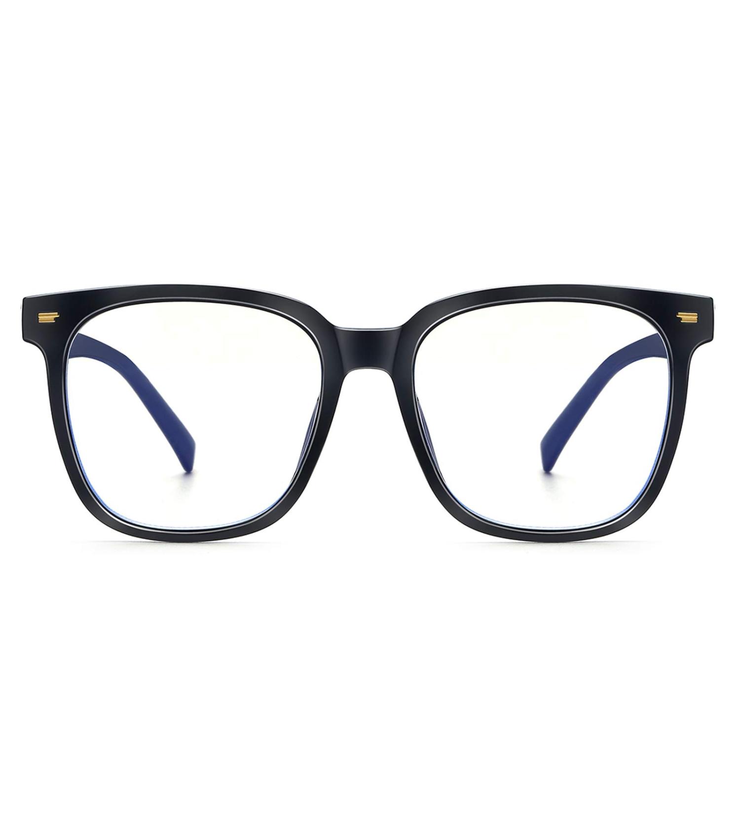 Shop Oversized Blue Light Blocker Glasses for Women | Square Computer Eyeglasses to Reduce Eye Strain - Black - Buy Online on GoSupps.com