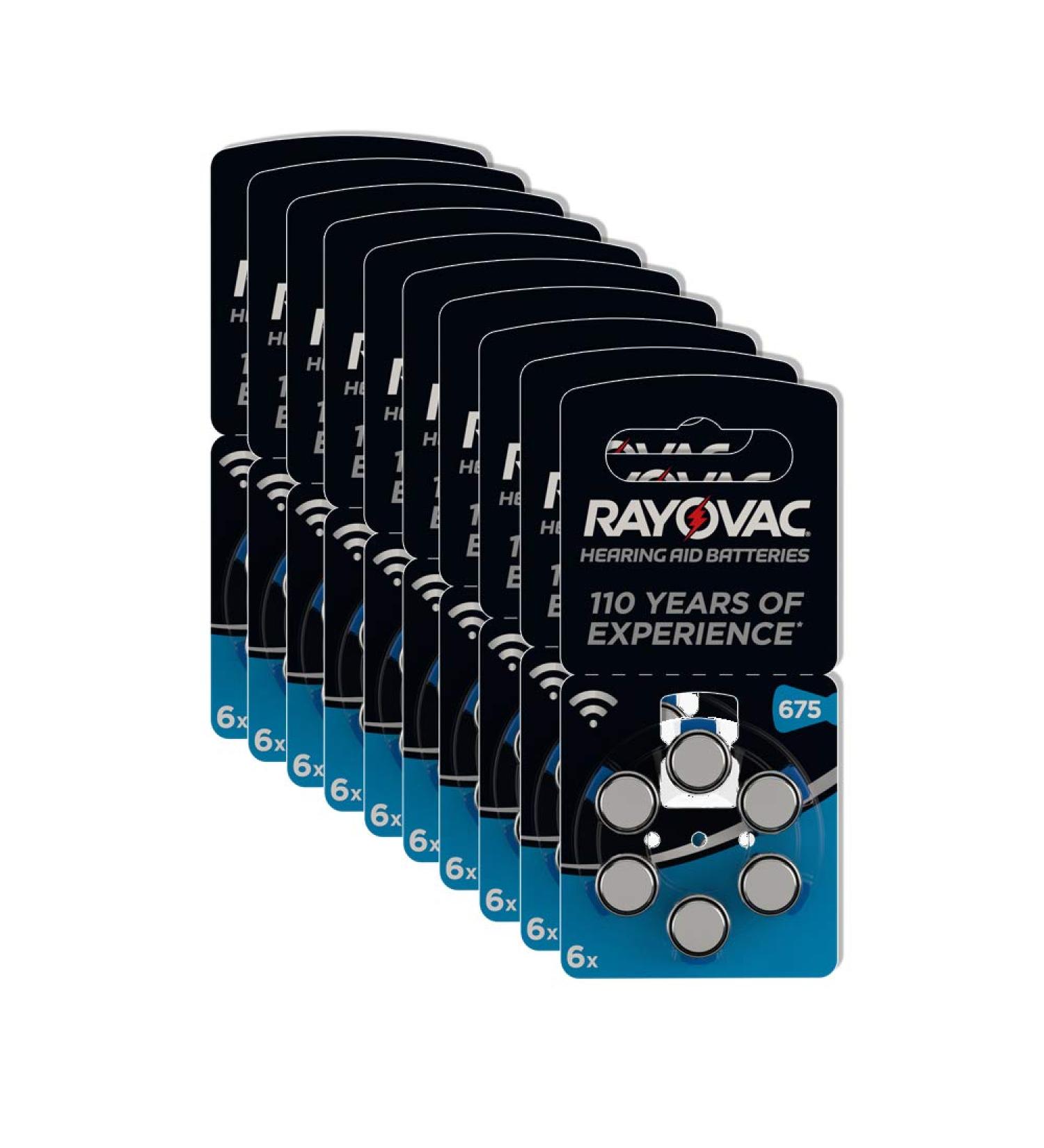 Rayovac Acoustic Zinc Air Hearing Aid Batteries Size 675 AU Blue Tab Pack of 60 6 Count (Pack of 10) 675 blue Batteries - Buy Online on GoSupps.com