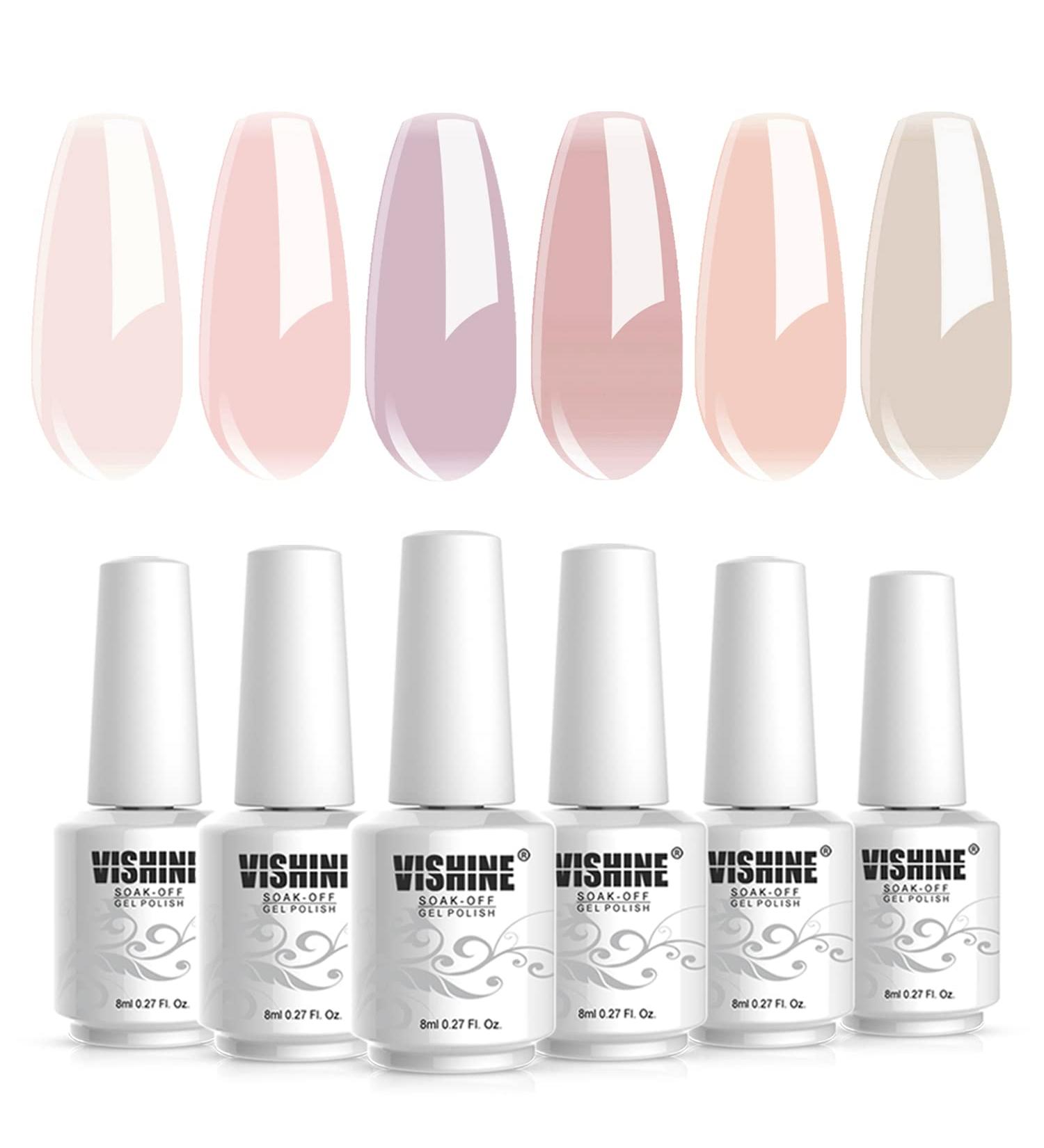Vishine Jelly Nude Gel Nail Polish Set of 6 Colors Transparent Pink Nude Skin Color Gel Polish Kit UV LED Soak Off Nail Polish Home DIY Manicure Nail Salon Varnish 8ml C069 - Buy Online on GoSupps.com