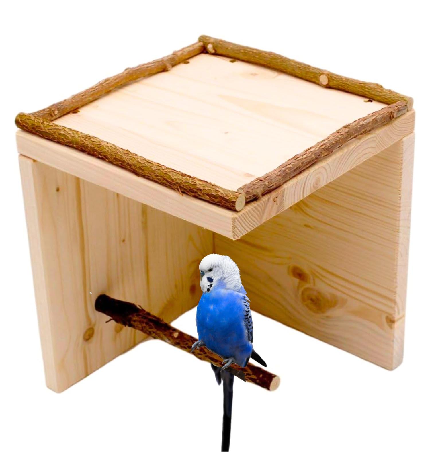 Natural Budgie Sleeping House with Perch - Top Bird Accessories for a Comfortable Cage - Buy Online on GoSupps.com
