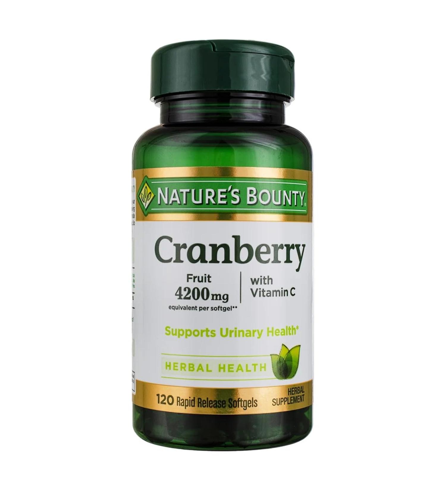 Nature's Bounty Cranberry Fruit Softgels 4200mg plus Vitamin C 100 count