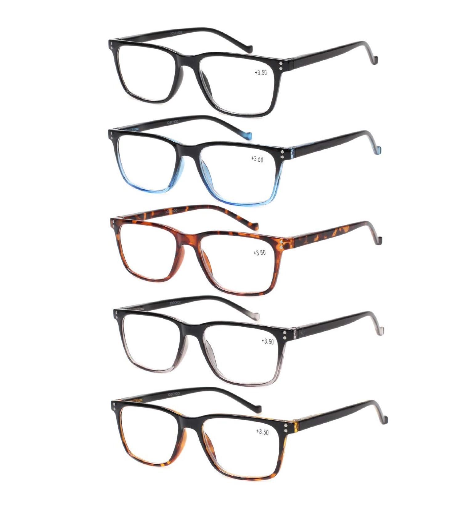 JOSCHOO 5 Pack Reading Glasses Men Women Spring Hinges | Comfortable Glasses 1.5 Strength - Buy Online on GoSupps.com