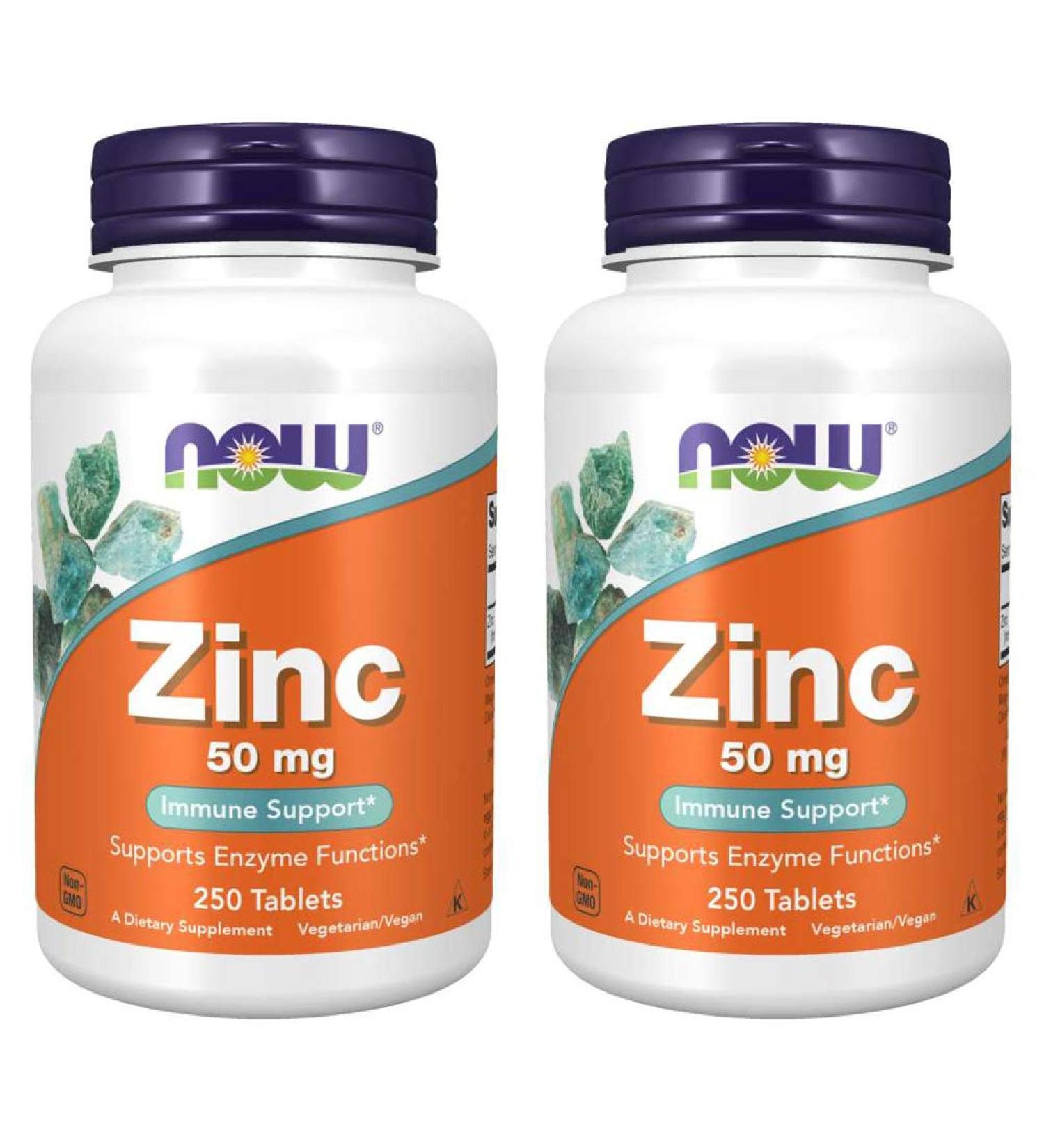 Now Foods Zinc 50mg 250 Tablets - Pack of 2 - Buy Online on GoSupps.com