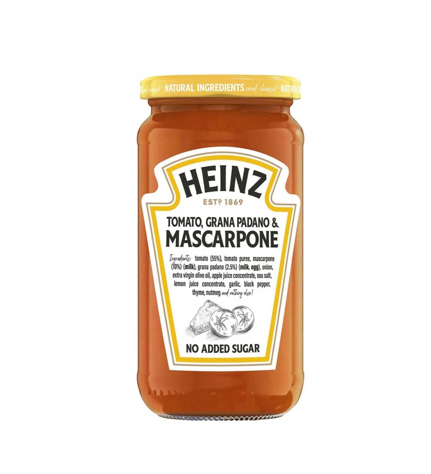 Heinz Pasta Sauce Tomato Mascarpone Grana Padano No Added Sugar 6 Units 490g
