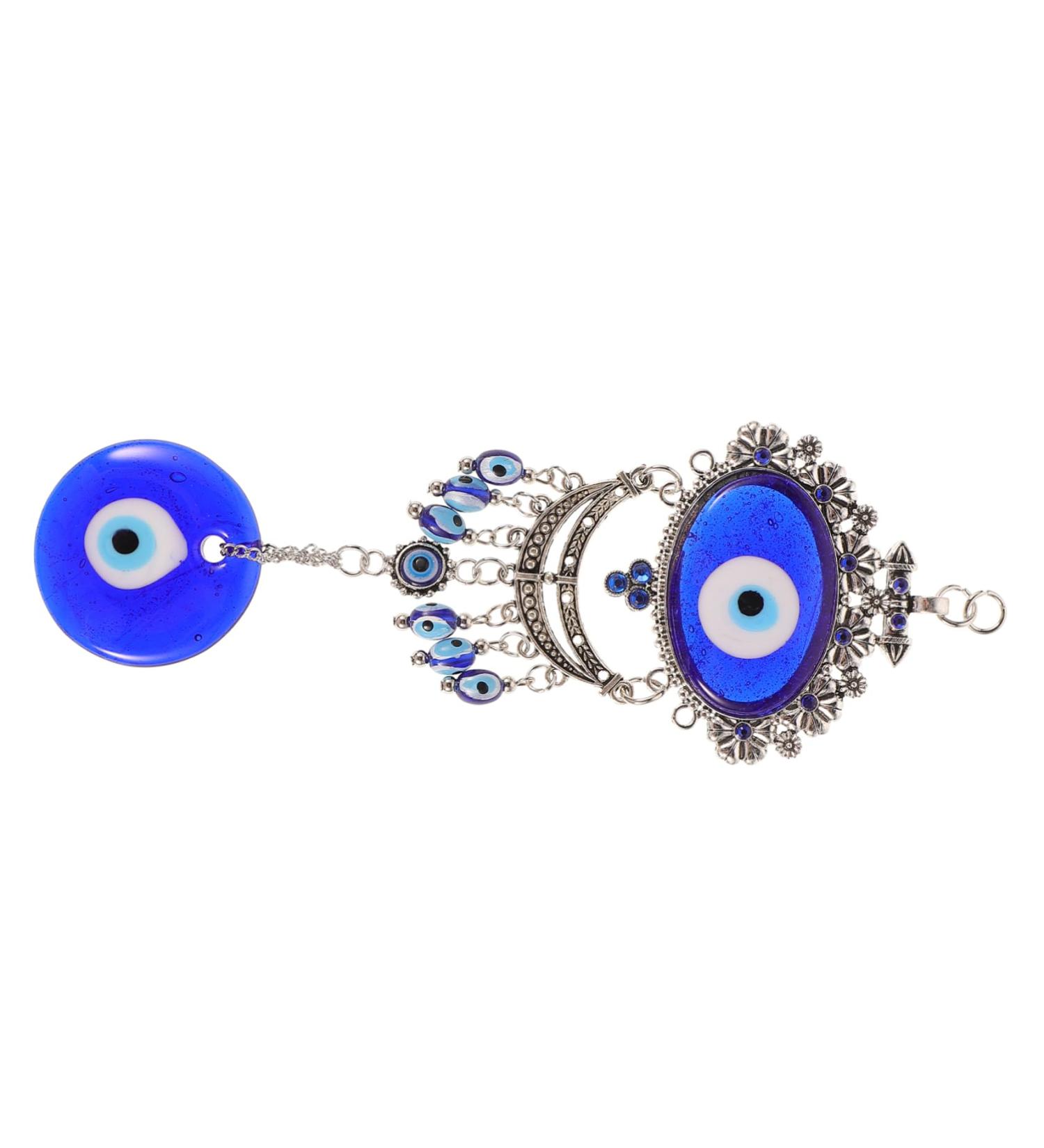 Alipis Blue Pendant Ornament Keychain Blue Home Decor Hamsa Wall Hanging Adornment Devil Eye Blue Eyes Car Blue 20X9CM - Buy Online on GoSupps.com