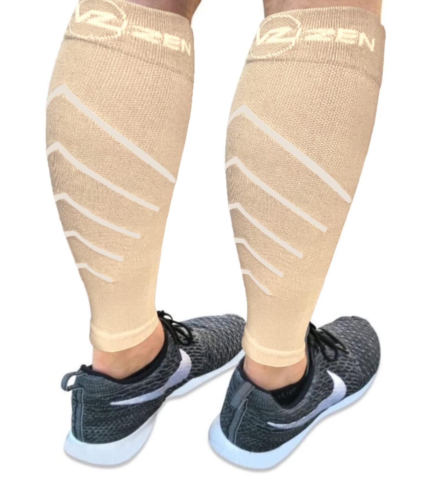 Vin Zen Calf Compression Sleeve for Men & Women - Footless Compression Socks for Shin Splint Pain Relief & Improved Circulation - Beig(Median - Buy Online on GoSupps.com