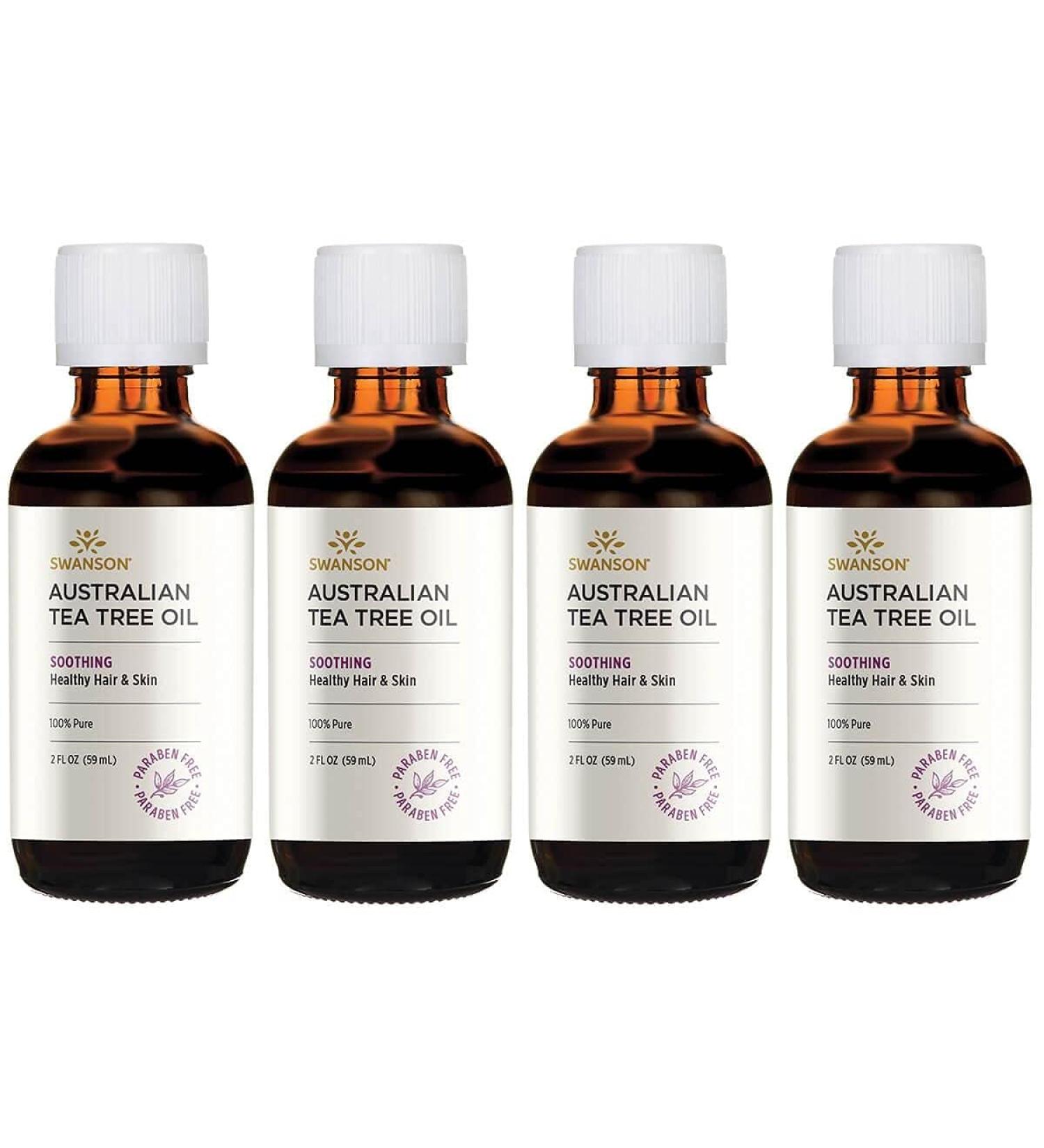 Swanson Tea Tree Oil 2 fl oz (4 Pack) - Pure & Natural Essential Oil for Skin & Hair Care - Shop Internationally - Buy Online on GoSupps.com