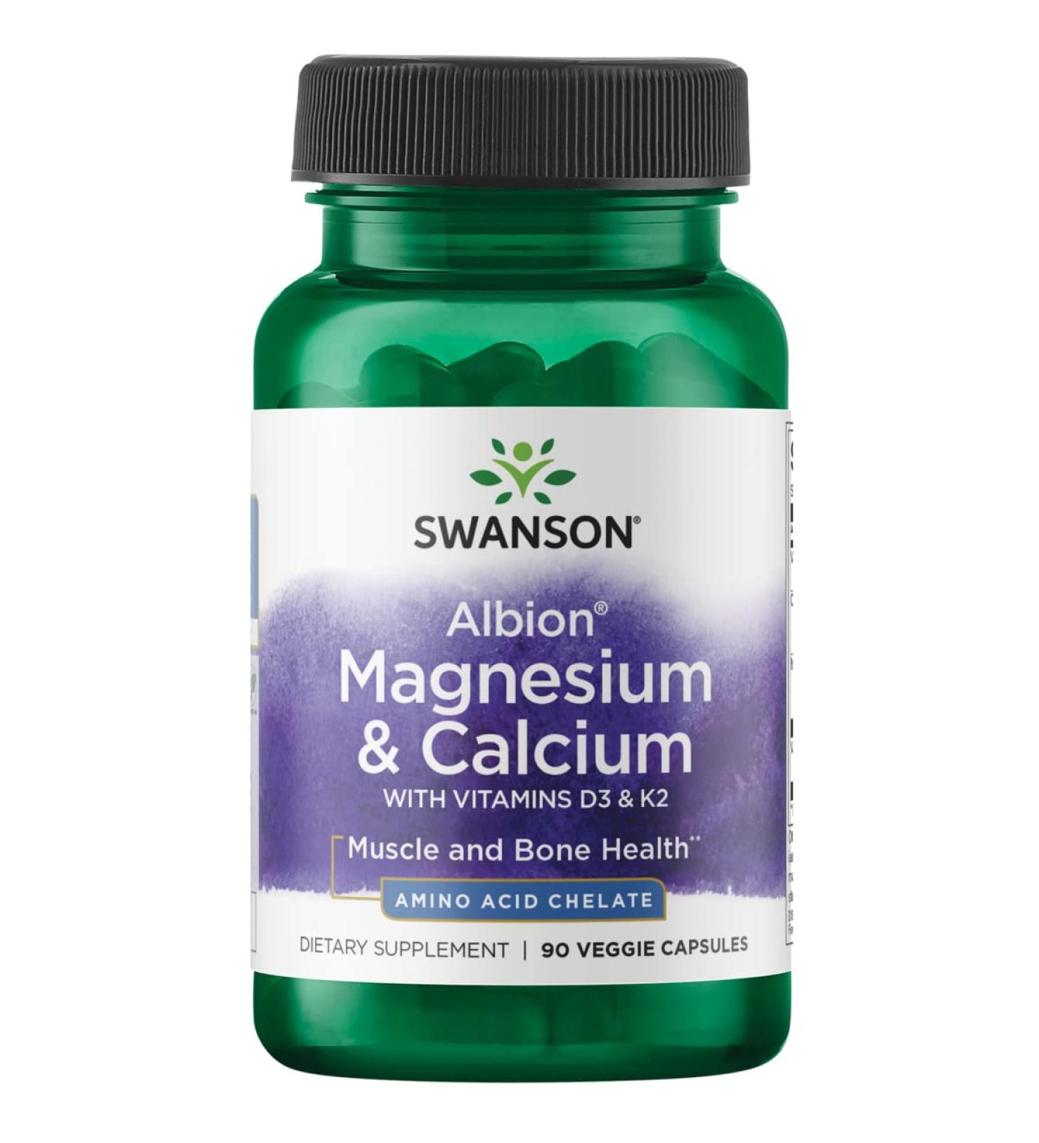 Swanson Albion Chelated Magnesium & Calcium 2:1 Ratio - 90 Veg Capsules - Buy Online on GoSupps.com