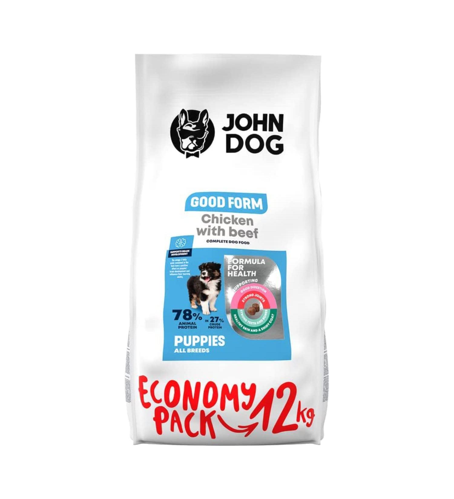 JOHN DOG Good Form Puppy Chicken with Beef - Dry Dog Food - 12 kg - Buy Online on GoSupps.com