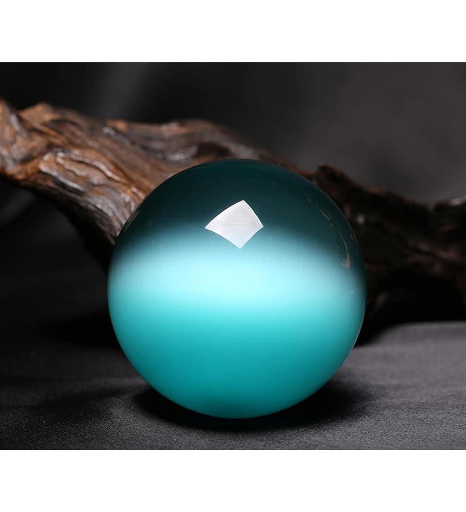 Rare Natural Quartz Blue Cat Eye Crystal Ball Full of Texture