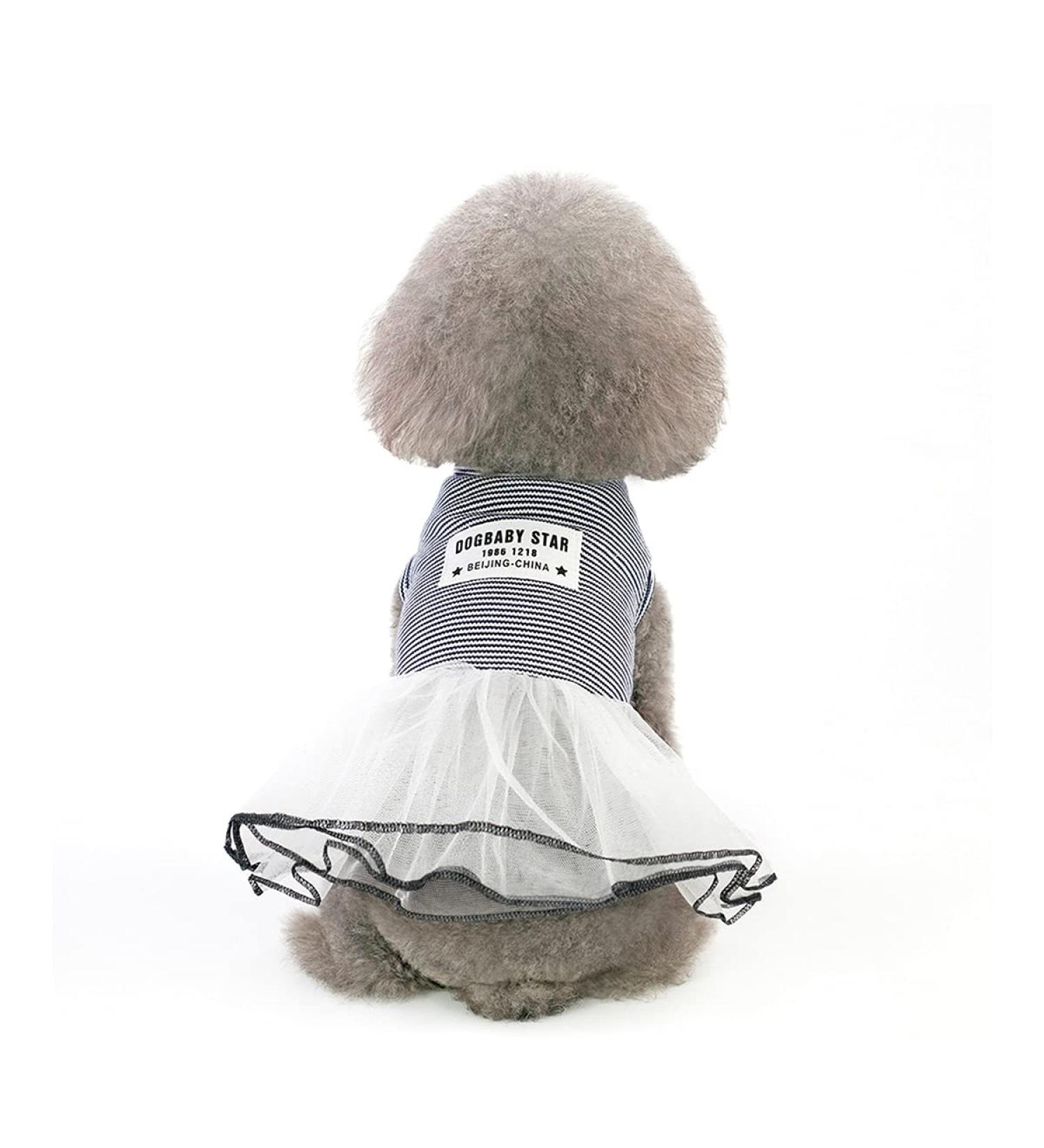 Barrageon Sweet Princess Rock Clothing for Dogs & Cats - Bowknot Summer Outfit for Small & Medium Pets - Black Stripes (Back Length: 20 cm) - Buy Online on GoSupps.com