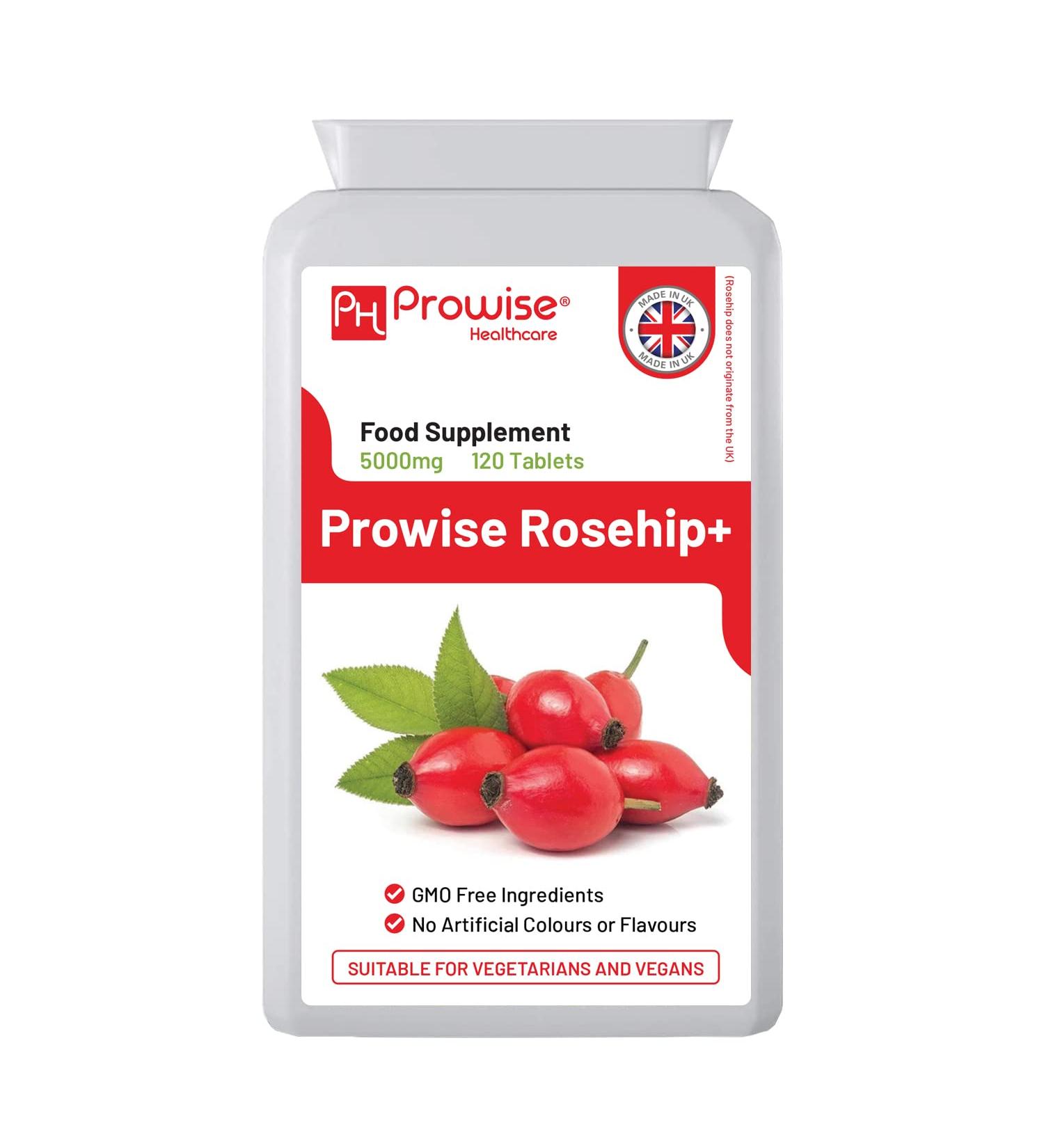 Rosehip+ 5000mg 120 Vegan Tablets | High Strength Joint Support Supplement | 4 Months Supply | Made in UK by Prowise Healthcare - Buy Online on GoSupps.com