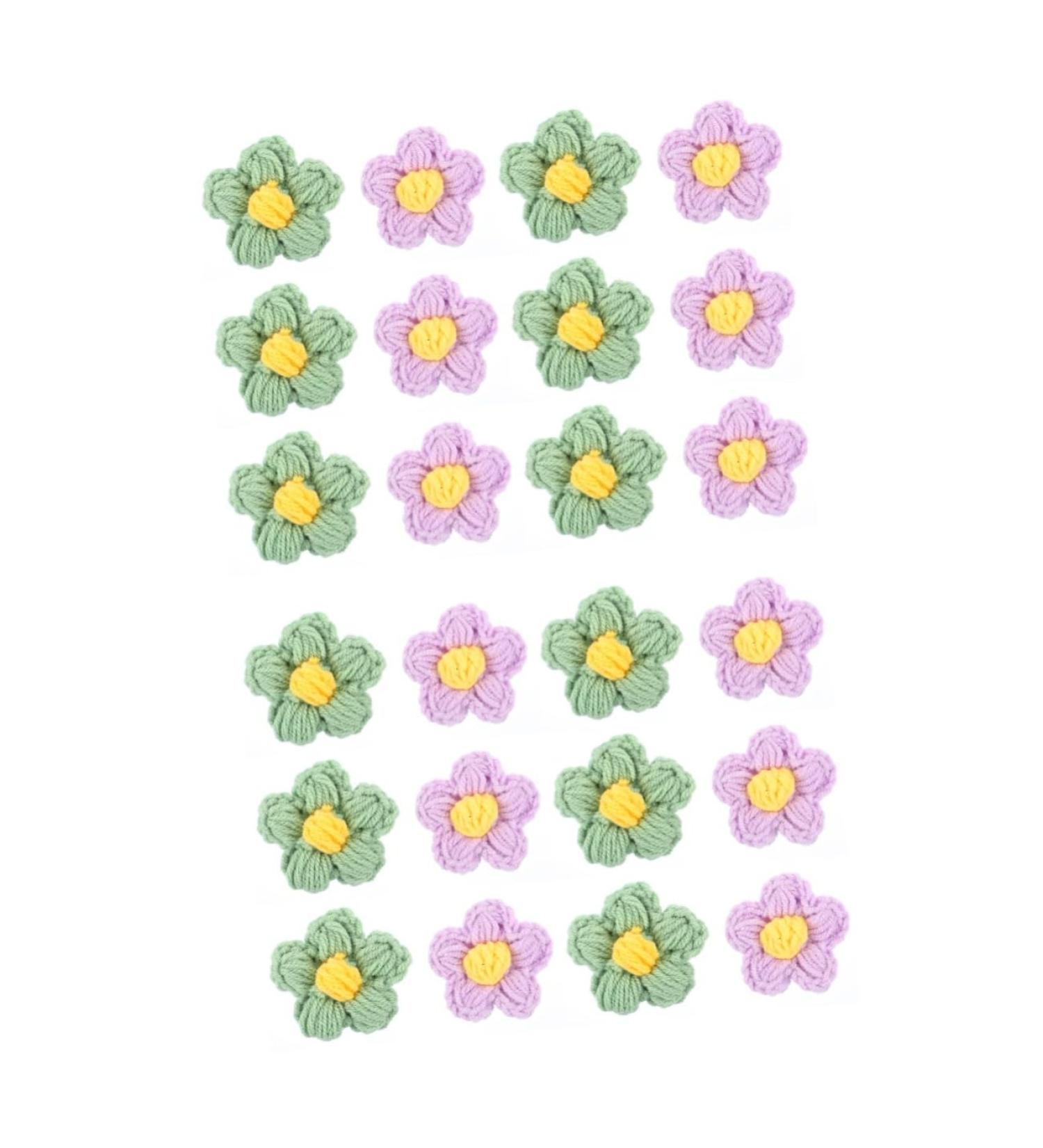 EXCEART 2pcs 1 12pcs Clothing Accessories Knitted Flower Charm Child Crochet Hair Accessories Yarn Purple Greenx2pcs 5X5X1CMx2pcs - Buy Online on GoSupps.com