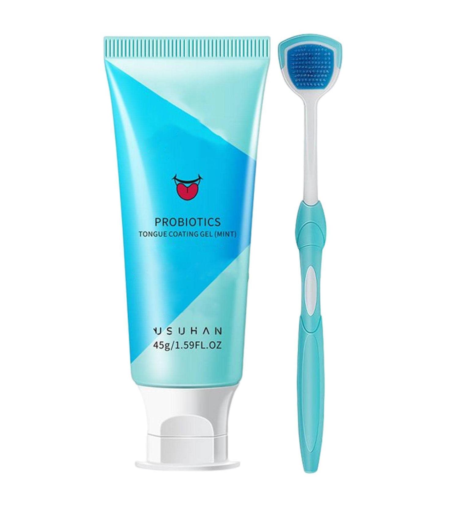 Qiyifang Tongue Cleaning Gel Set | Cooling Mint Gel & Brush for Fresh Breath | Essential Oral Care - Buy Online on GoSupps.com