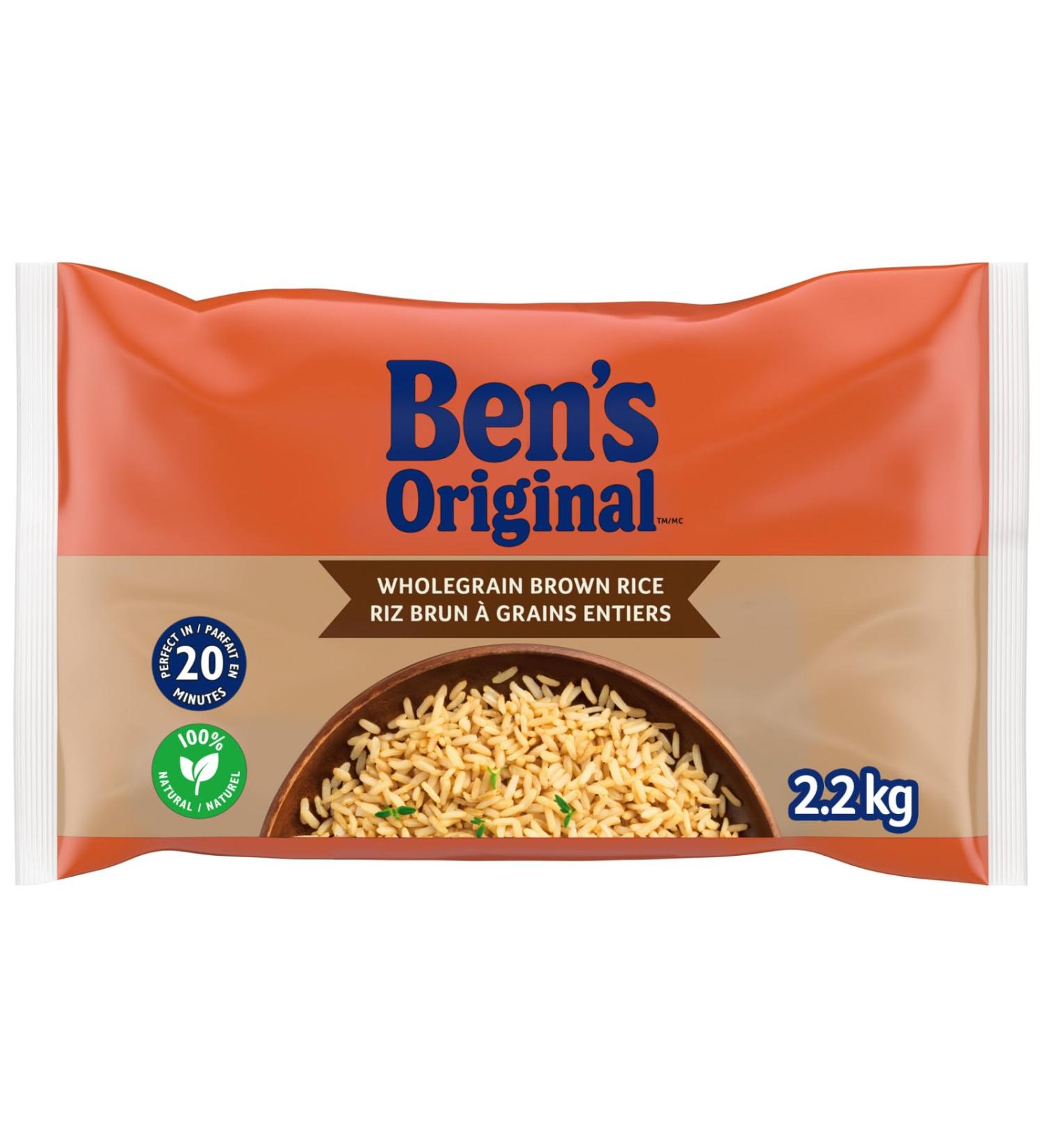 BEN'S ORIGINAL Whole Grain Brown Rice 2.2kg Bag Wholegrain Brown 2.2kg - Buy Online on GoSupps.com