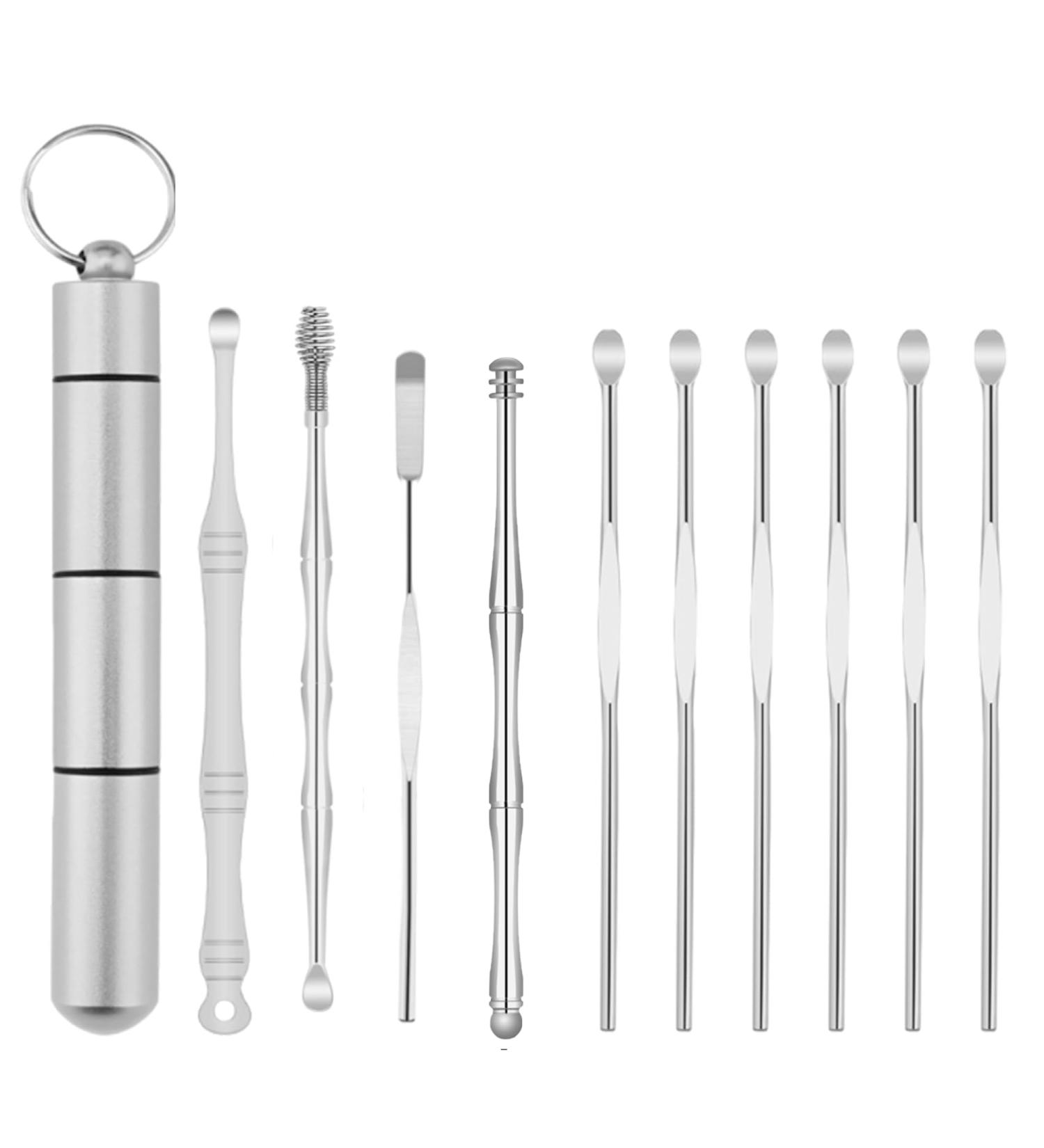 10PCS Stainless Steel Ear Wax Removal Kit with Storage Bucket - Easy to Clean Portable and User-Friendly Ear Cleaning Tools for Adults Men Women (Silvery) - Buy Online on GoSupps.com