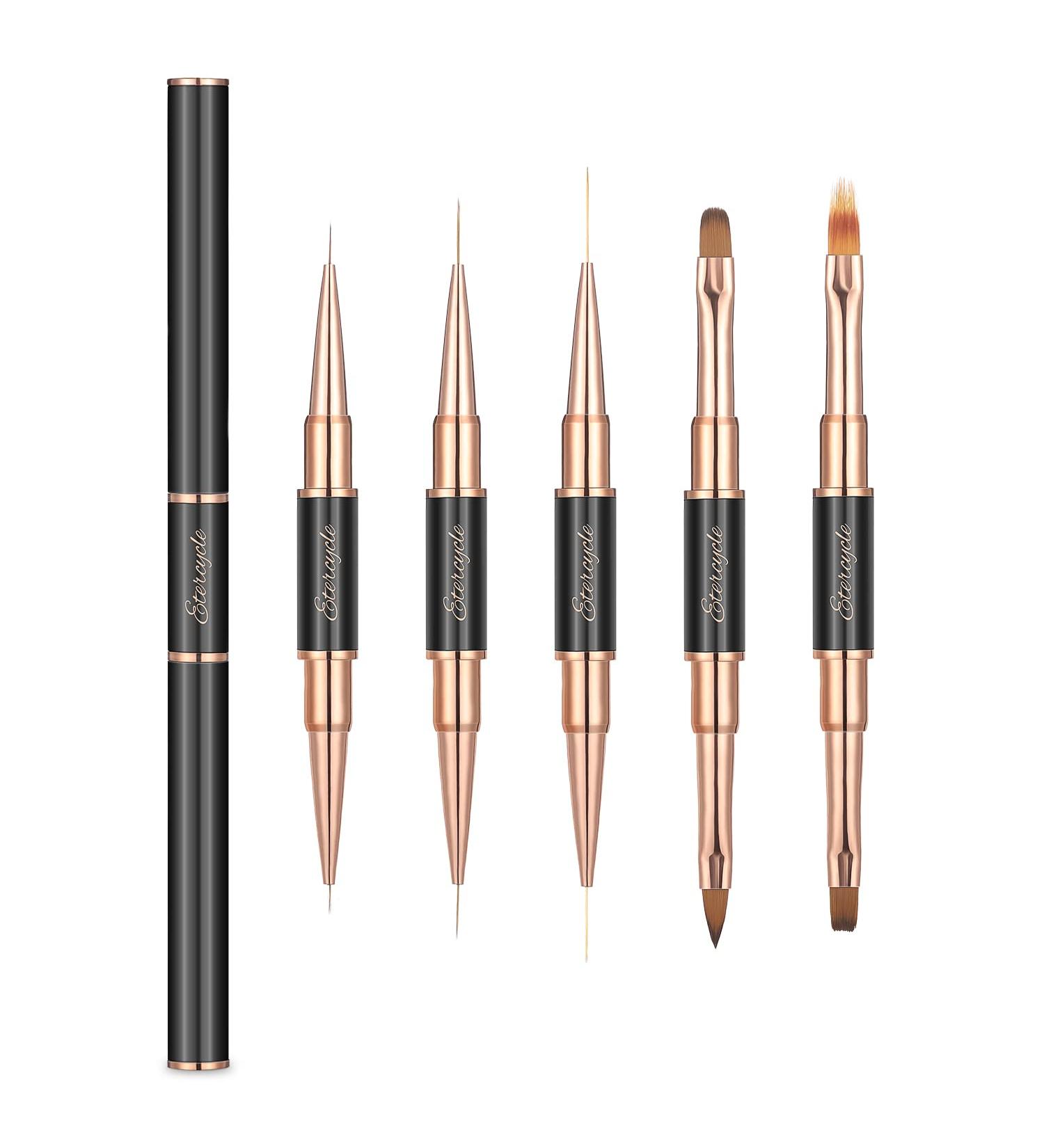 Double-Ended Acrylic Nail Art Brushes Set - Etercycle Gel Polish Design Pen Painting Tools for Salon Quality Manicures at Home - Buy Online on GoSupps.com