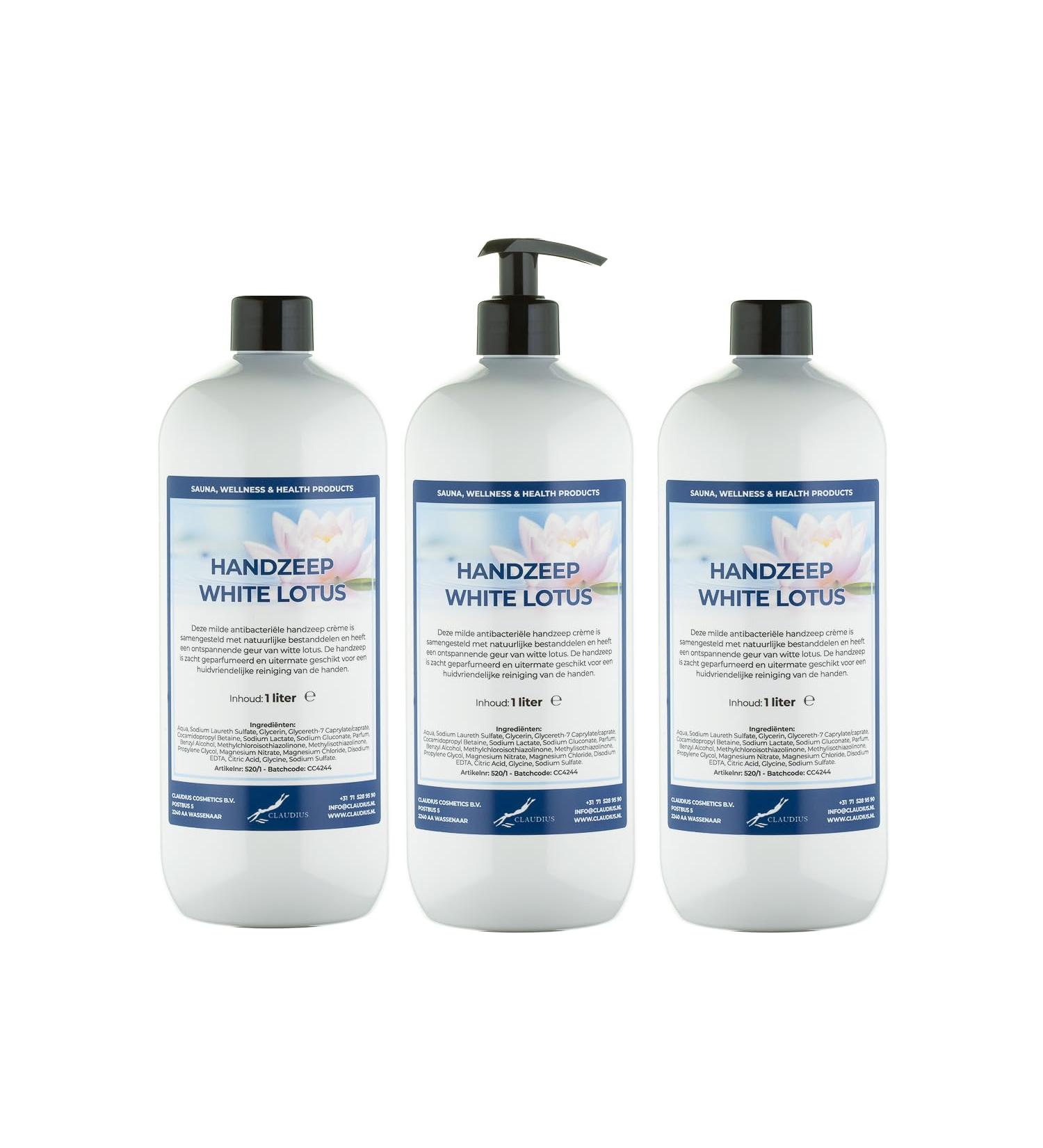 Claudius White Lotus 1L Hand Soap - Pack of 3 - With Pump