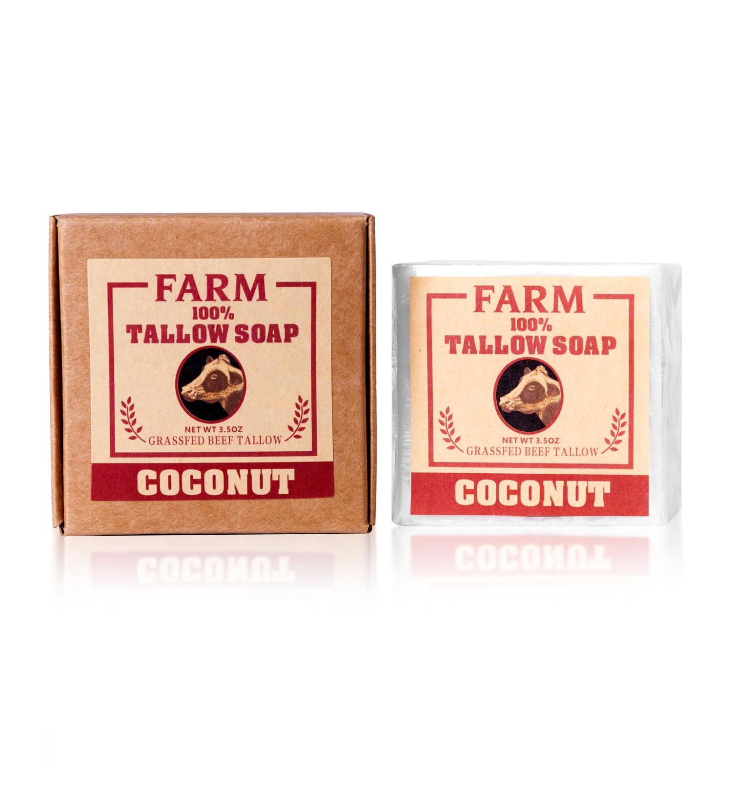 Natural Grass Fed Tallow Soap for Men & Women - 3.5oz Moisturizing Face & Body Wash for Dry Itchy Skin - Buy Online on GoSupps.com