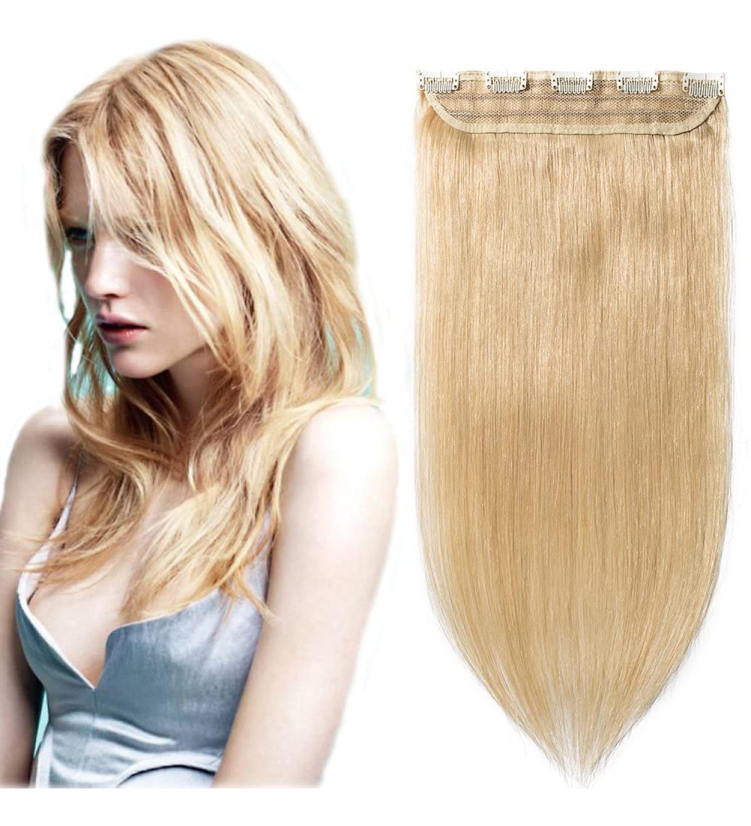 Shop SEGO Clip In Hair Extensions - 100% Remy Human Hair Midblond #24 14 (35cm) - 45g Tress of 5 Clips for Perfect Hair Compression | International Shipping Available - Buy Online on GoSupps.com