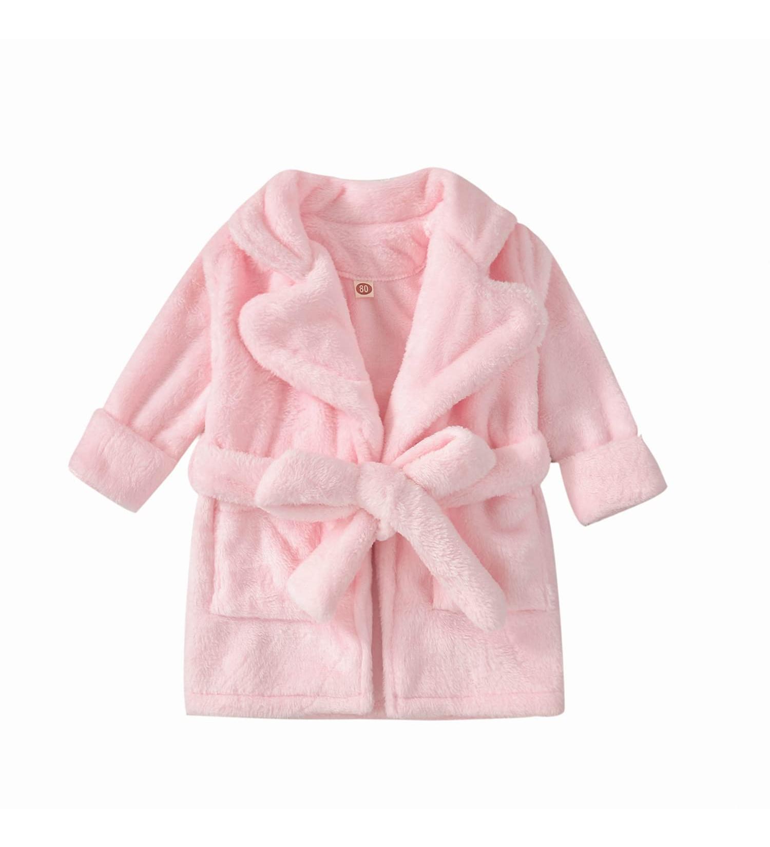 Soft Light Pink Baby Bathrobe for Toddlers | Flannel Nightwear for Boys & Girls (Ages 1-2) - Buy Online on GoSupps.com