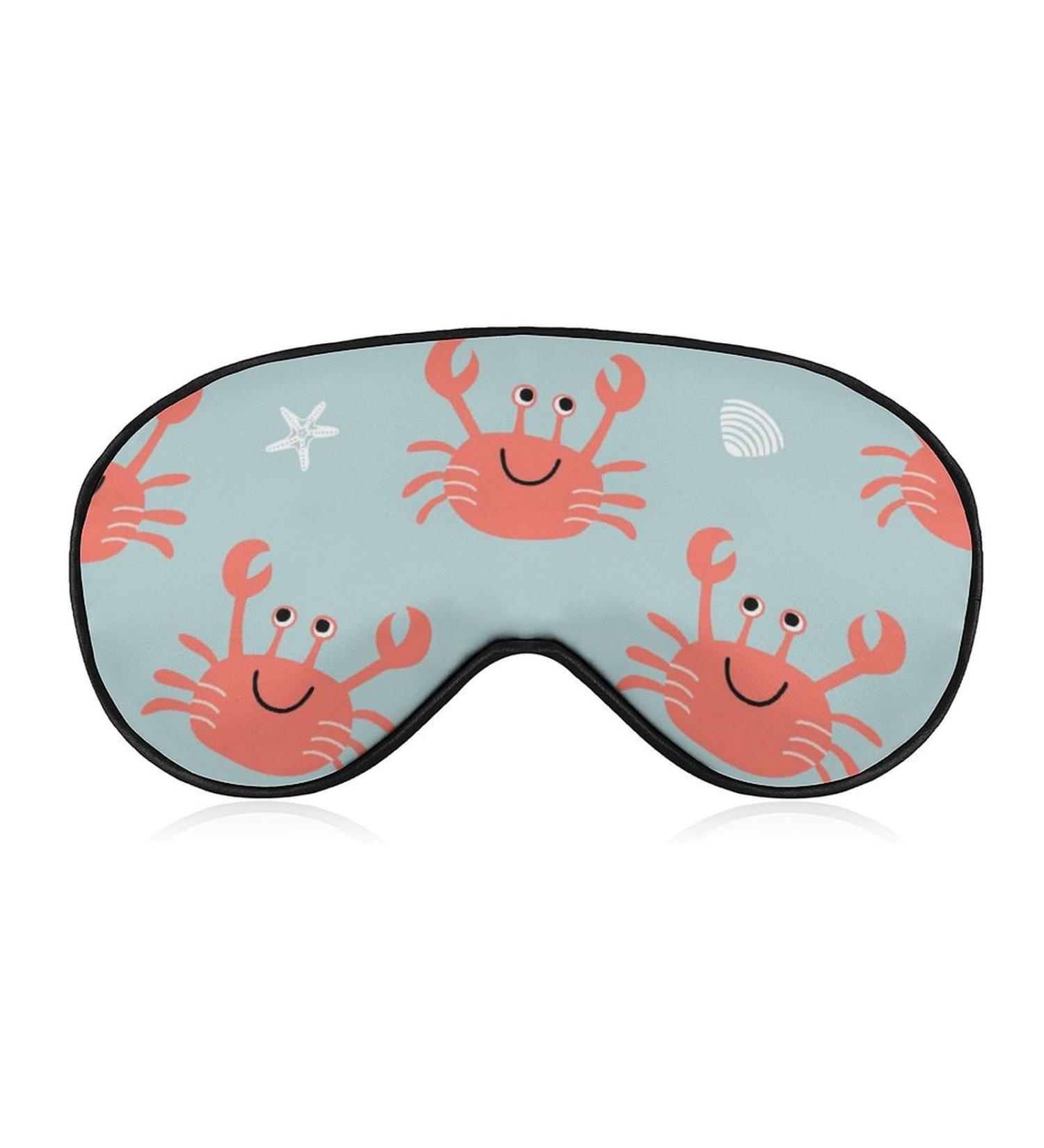 Soft Blackout Eye Mask for Sleeping | Adjustable Straps | Red Crabs & White Shells Design | Travel Comfort - Shop Now - Buy Online on GoSupps.com