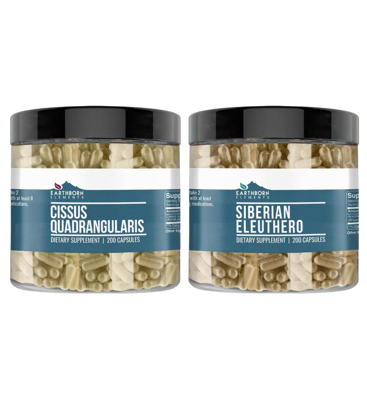 Earthborn Elements Cissus Quadrangularis and Siberian Eleuthero Bundle 200 Capsules Each Pure & Undiluted No Additives - Buy Online on GoSupps.com