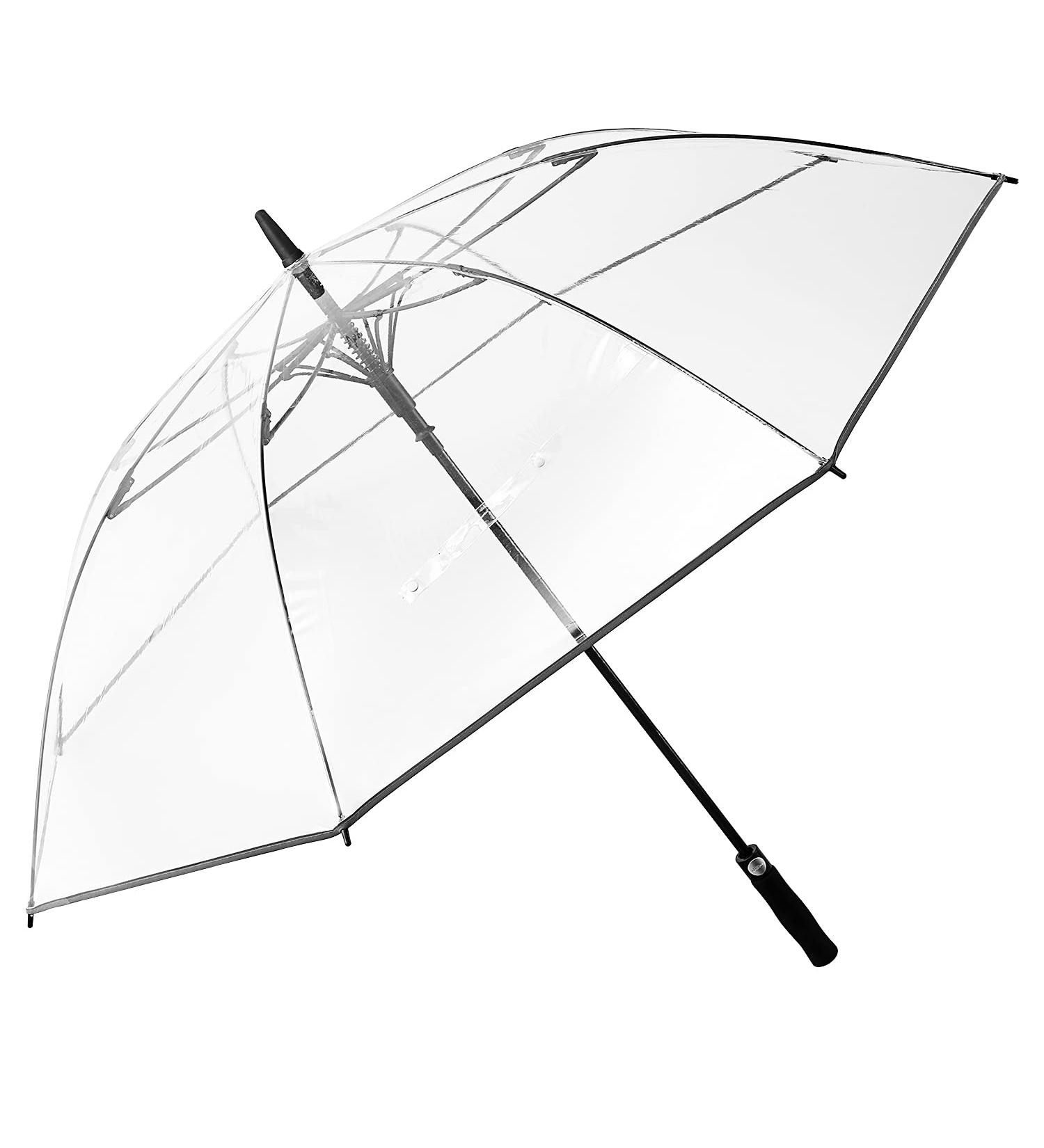 Clear Golf Umbrella 62 Inch - Auto Open Transparent Stick Umbrella for Women Men - Windproof & Waterproof - Includes Sleeve - Pack of 1 - Buy Online on GoSupps.com