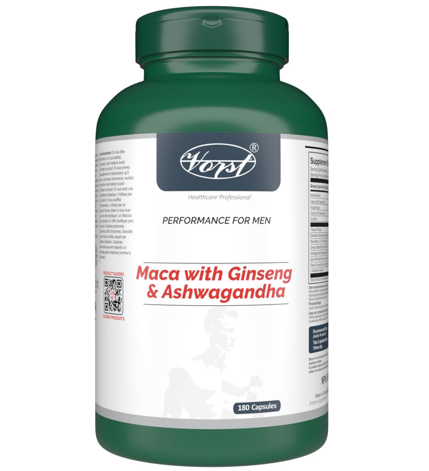 VORST Maca with Ginseng & Ashwagandha 180 Capsules | Promotes Vitality | Supplement for Men | Powder Pills | 1 Bottle 180 count (Pack of 1) - Buy Online on GoSupps.com