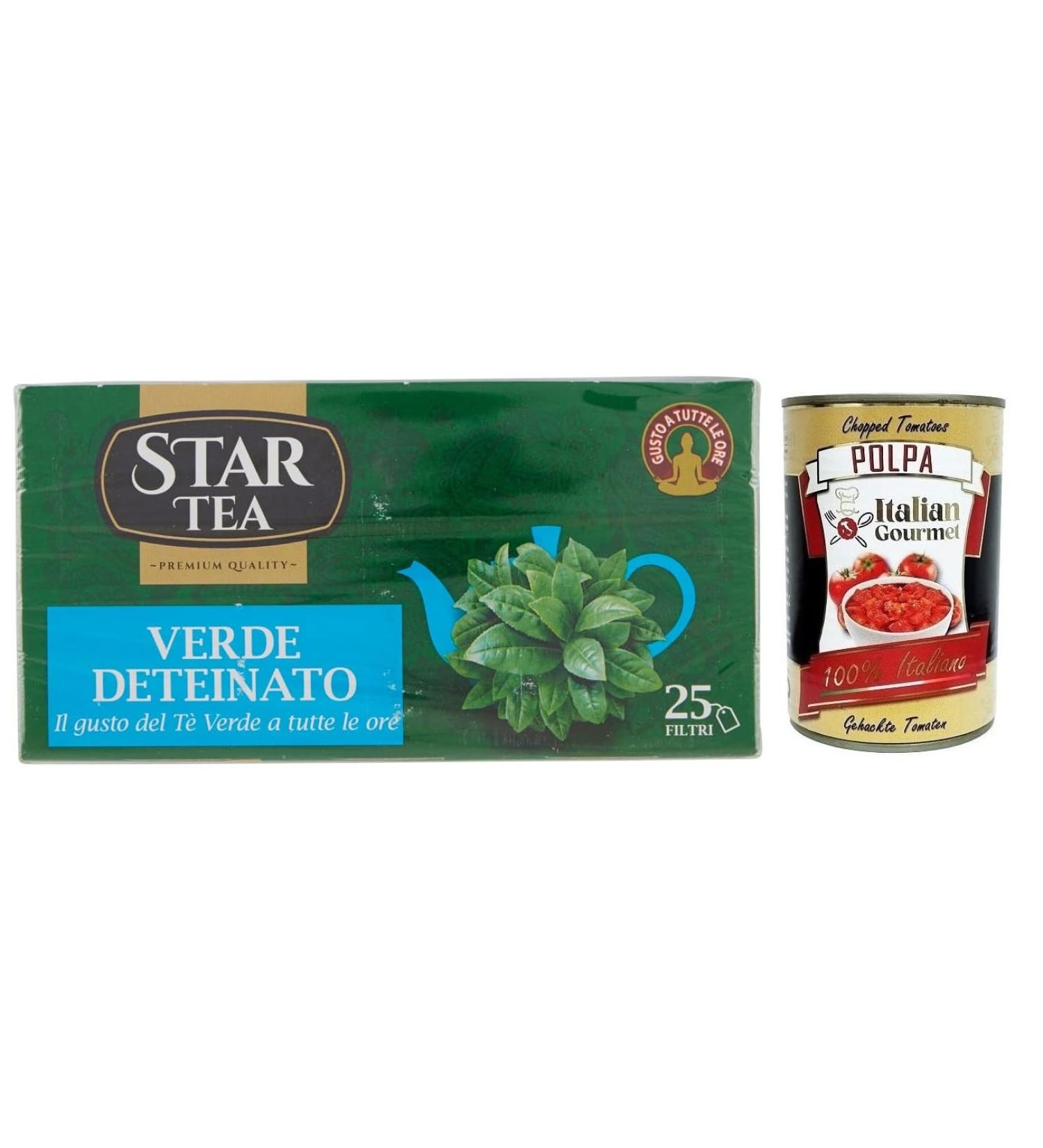  Italian Gourmet E.R. Star Tea Verde Deteinatoo Green tea without Teine pack of 25 filters + Italian Gourmet Pomodoro Pulp Box of 400 g - Buy Online on GoSupps.com