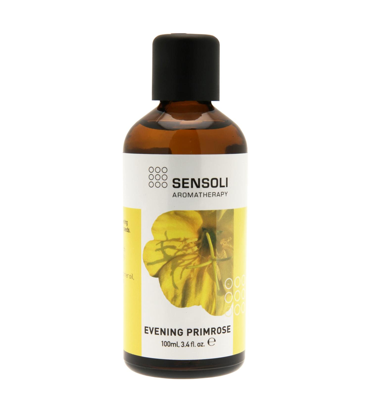 SENSOLI Evening Primrose Oil 100ml - Natural Unscented Moisturising Oil for Hair Face and Body Care - in Brown Glass Bottle - Buy Online on GoSupps.com