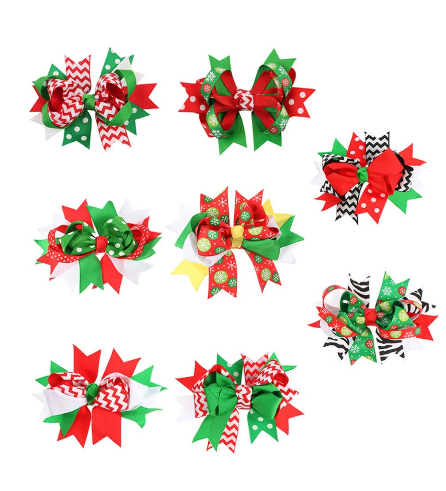 Lurrose 8Pcs Christmas Bow Hair Clips | Cute Bowknot Hairpins for Kids & Toddlers - Perfect Holiday Accessories - Buy Online on GoSupps.com