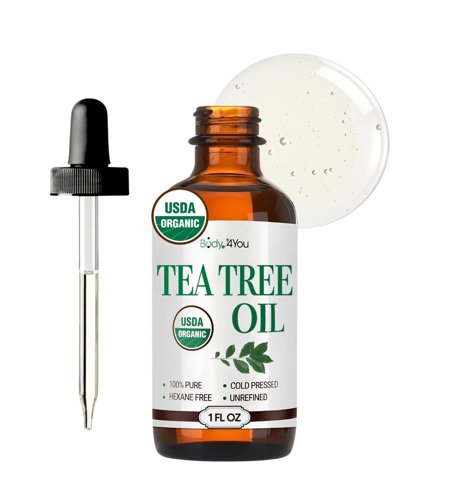 BodyJ4You Pure Tea Tree Oil - 100% Natural USDA Organic Premium Grade Essential Oil - Face Skin Care Healthy Hair Scalp Toenail Piercing Aftercare - Undiluted Non-GMO Aromatherapy DIY Beauty - 1 Fl Oz 1 Fl Oz (Pack of 1) - Buy Online on GoSupps.com