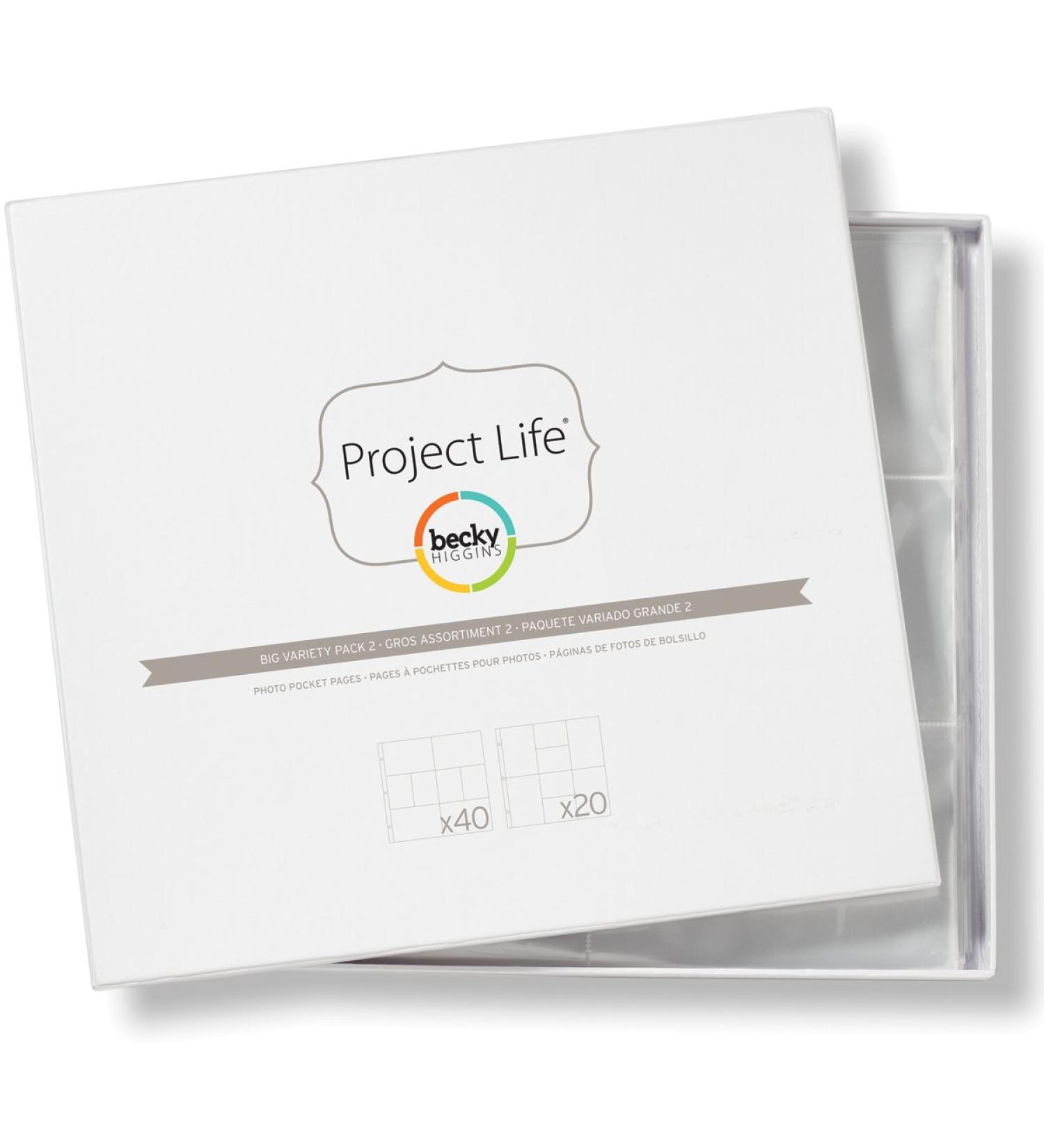 Project Life by Becky Higgins 380002 Project Life Photo Pocket Page Protector-12 x 12-Big Variety 2 (60 Piece)  35.56 x 33.65 x 2.54 cm  Multi-Colour