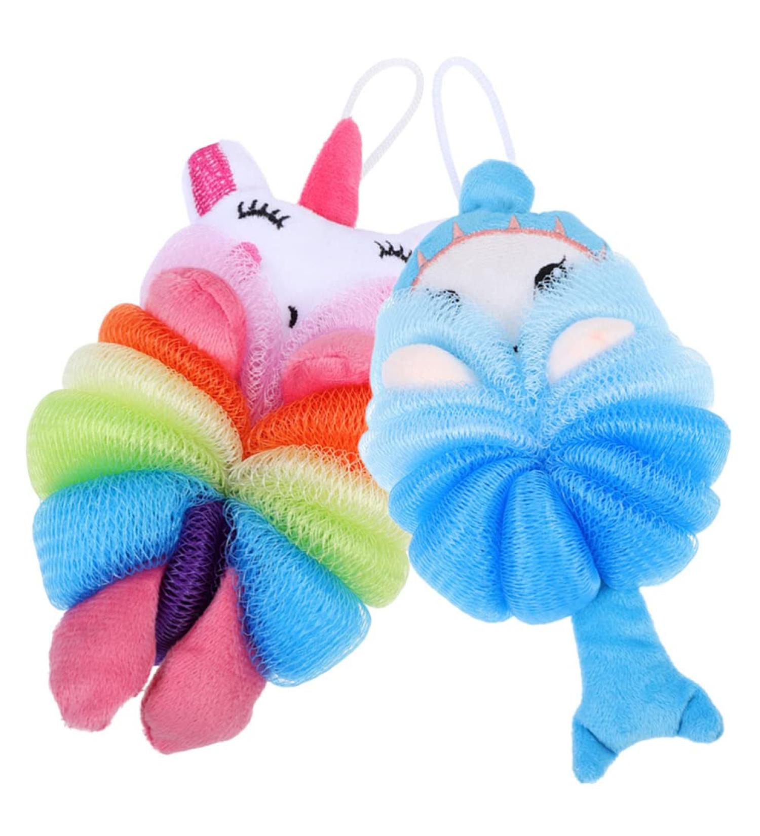 2pcs Children s Bath Ball & Shower Pouf - Cute Exfoliating Loofahs Wash Cloths & Sponge for Kids | Soft Bath Scrubber & Puff Balls - Buy Online on GoSupps.com