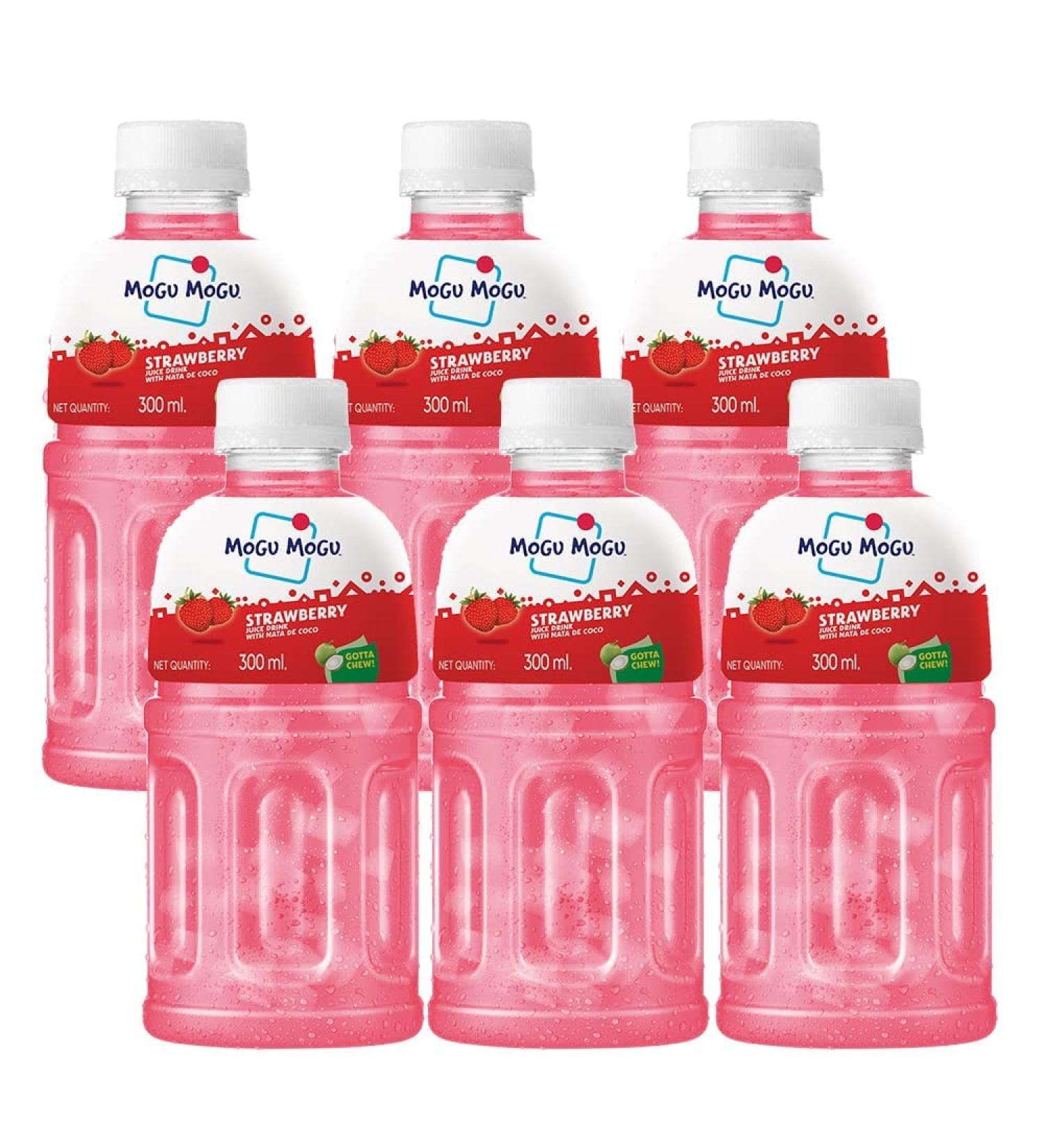 Mogu Mogu Strawberry Juice with 25% NATA De Coco | Energy Booster Drink Delicious And Nutritious Drink Tasty And Twisty Treat Gift Hamper (6) - Buy Online on GoSupps.com