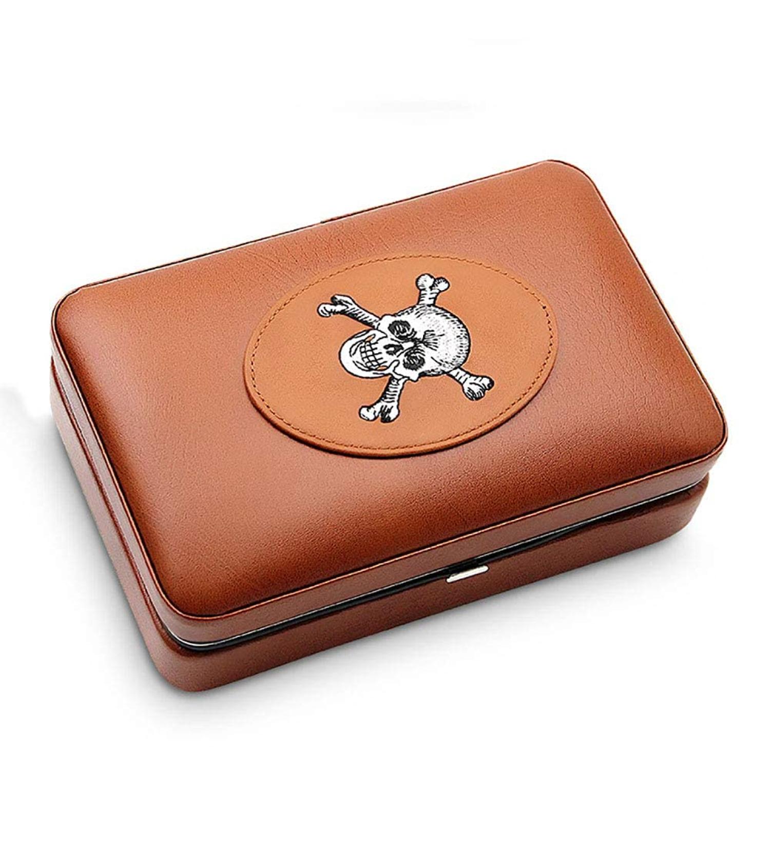 Cigar Humidor Leather Humidor Travel Cigar Case Portable Cigar Humidor Box with Humidifier Cow Leather and Classic Cedar Wood Finish - Buy Online on GoSupps.com