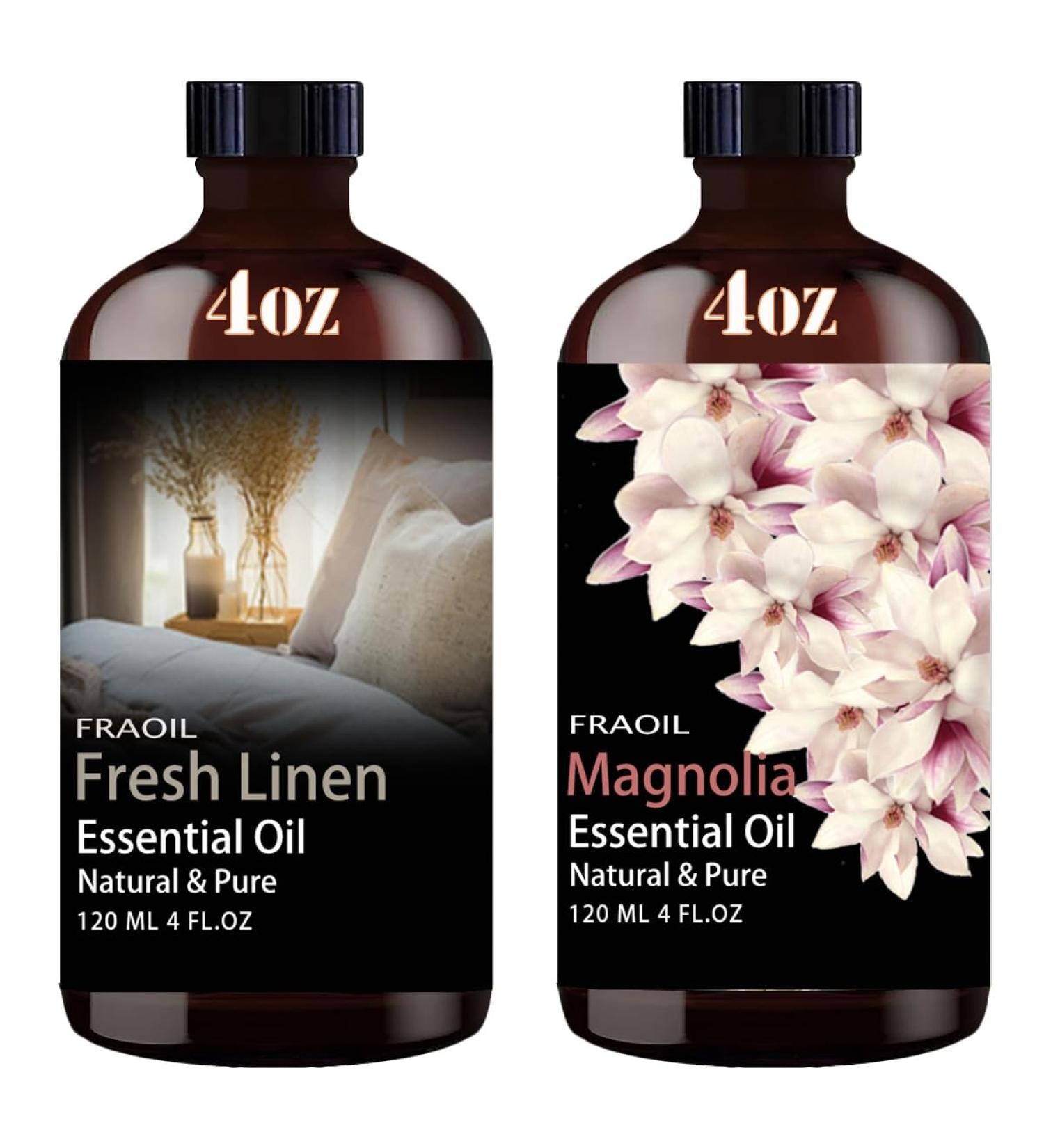 Fresh Linen Essential Oil and Magnolia Essential Oil 4 Fl Oz 120ML for Diffuser Humidifier Yoga Cleaning DIY Candle Soap Making Perfume Gift for Women Essential Oils - Buy Online on GoSupps.com