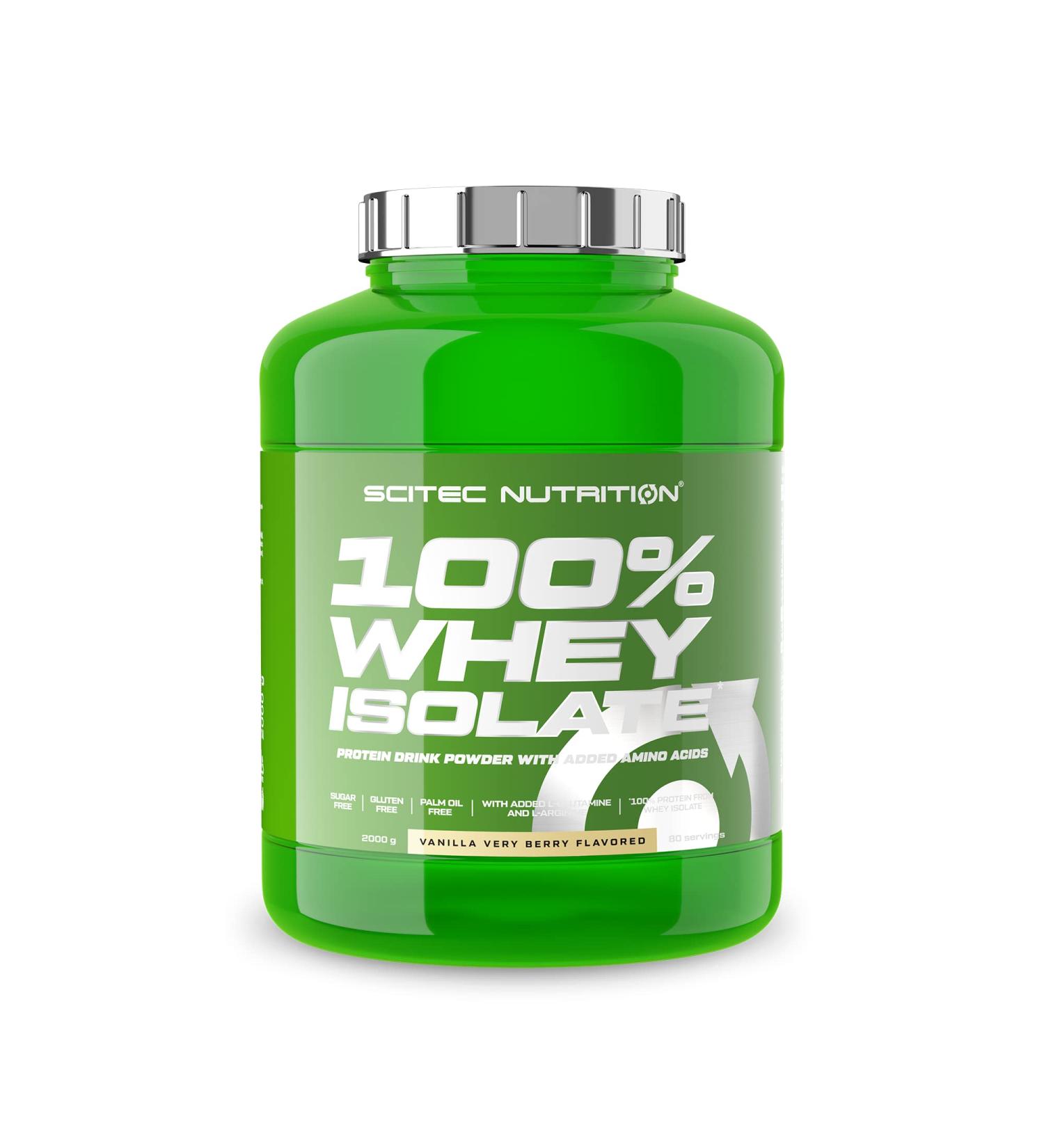 Buy Scitec Nutrition 100% Whey Isolate 2kg - Pure Protein with BCAAs Glutamine & Arginine Sugar & Gluten-Free Vanilla Forest Fruit Flavor - International Shipping Available - Buy Online on GoSupps.com