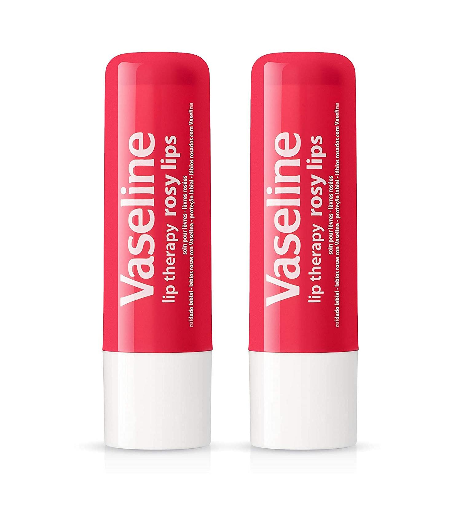 Vaseline Lip Therapy Rosy - Tinted Lip Balm with Almond & Rose Oil (Pack of 2) - Moisturizing Hydration for Soft Lips - Buy Online on GoSupps.com