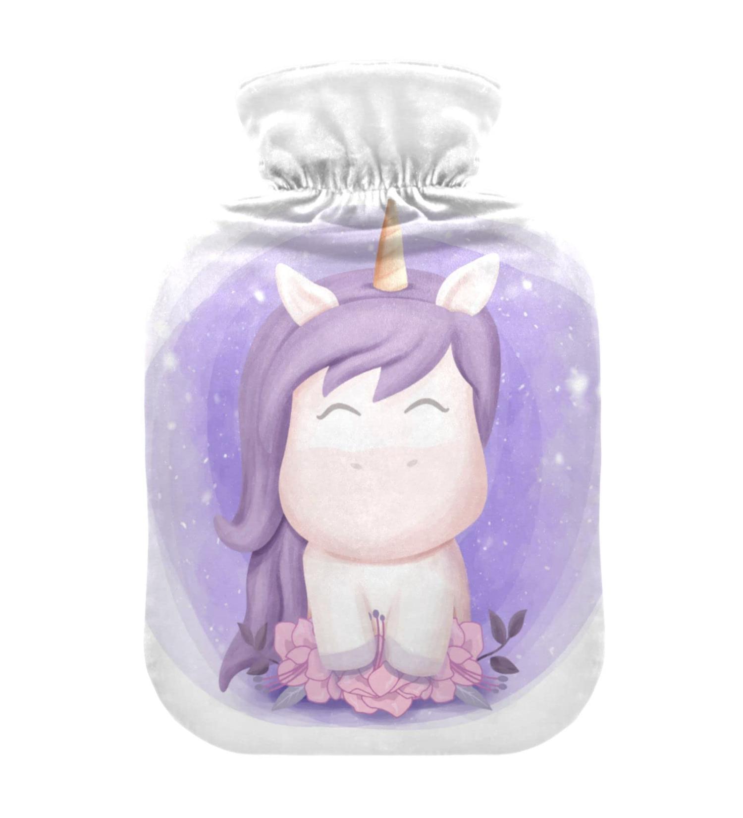 Cute Baby Unicorn Hot Water Bottle | Soft & Warm 1L Cover for Winter | Ideal for Bed Hands Neck & Shoulders - Buy Online on GoSupps.com