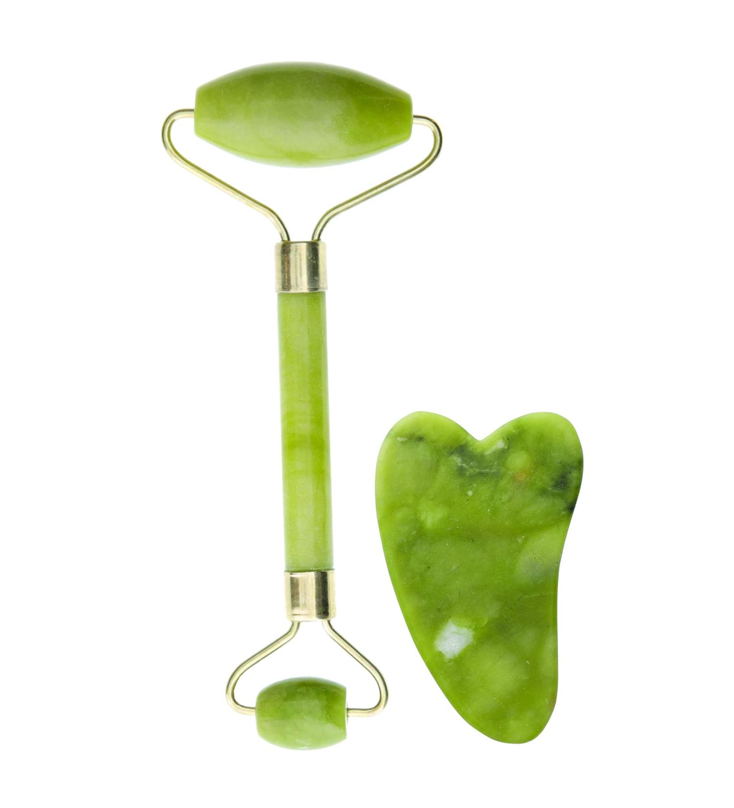 XTREME DIGITAL LIFESTYLE ACCESSORIES Hollywood Women Facial Jade Roller w/Guasha Stone Trap Package Green