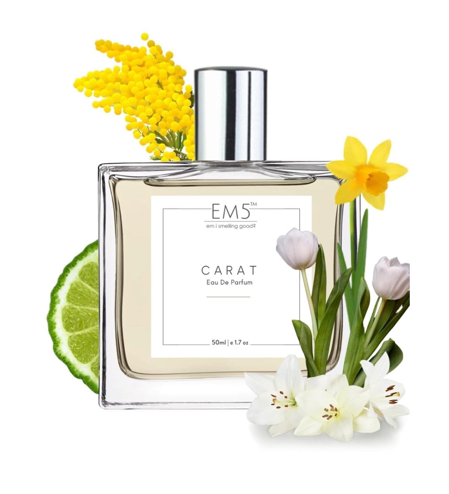 EM'5 Carat Long Lasting Perfume for Women | Floral Green Powdery Fragrance | Strong EDP Spray | Luxury Gift for Women. - Buy Online on GoSupps.com