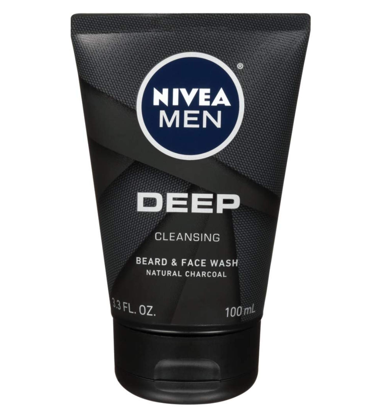 Nivea Men Deep Cleansing Beard And Face Wash 3.3 Ounce (100ml) (2 Pack)