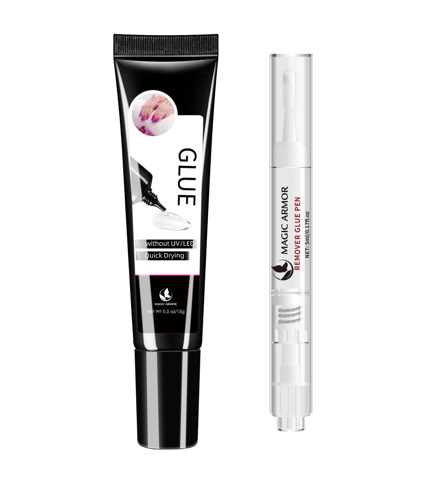 MAGIC ARMOR Nail glue gel and nail glue remover kit No UV needed for pressure-on nails 15g with - Buy Online on GoSupps.com