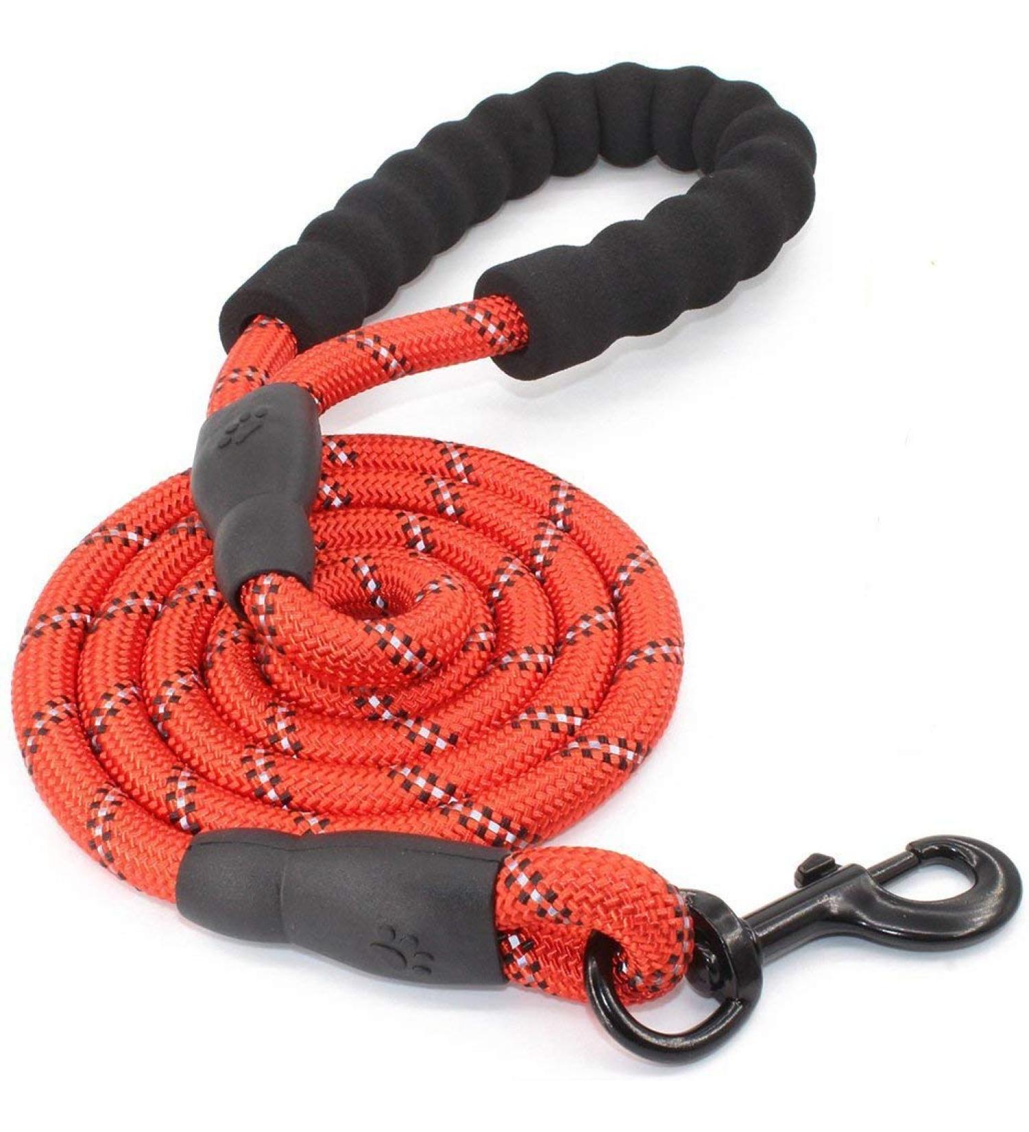 5ft Strong Dog Leash with Padded Handle | Safe Night Training Line for All Dog Sizes | Durable Reflex Seams - Red - Buy Online on GoSupps.com