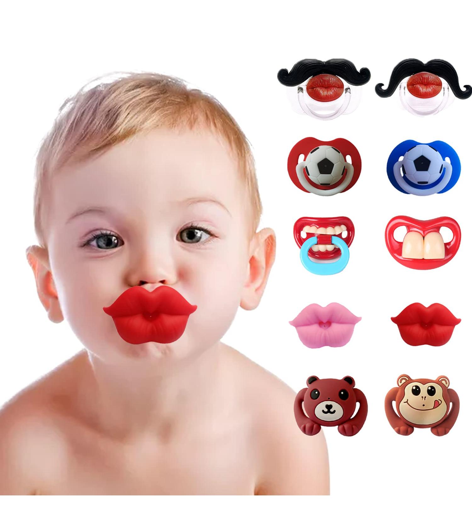 Gotain 10PCs Infant Funny Lips Baby Pacifier - Soft Silicone Cute Design for Christmas Halloween & Party Props - Buy Online on GoSupps.com