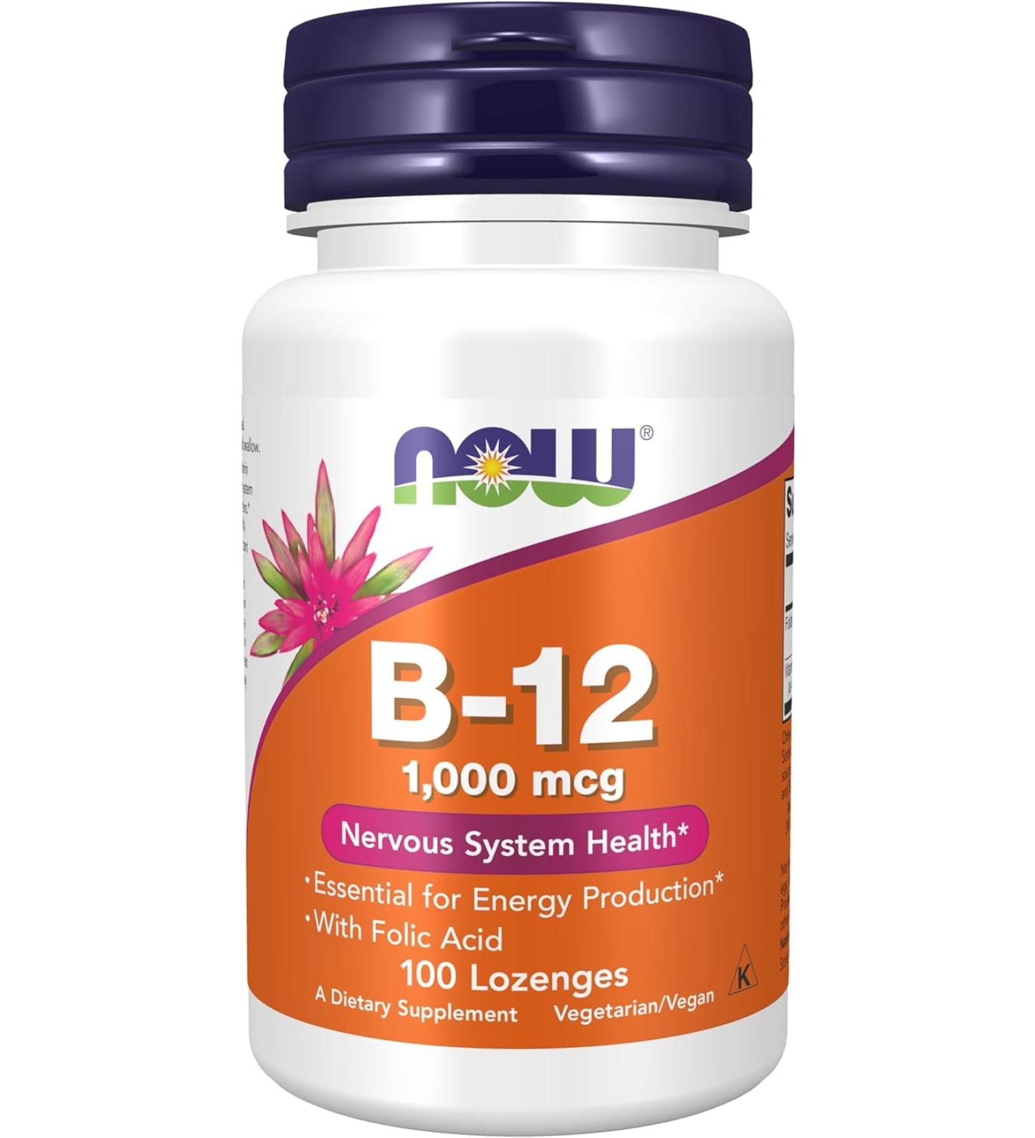 Now B-12 1000mcg+Folic Acid 100mcg 100chews Unflavored 100 count (Pack of 1) - Buy Online on GoSupps.com