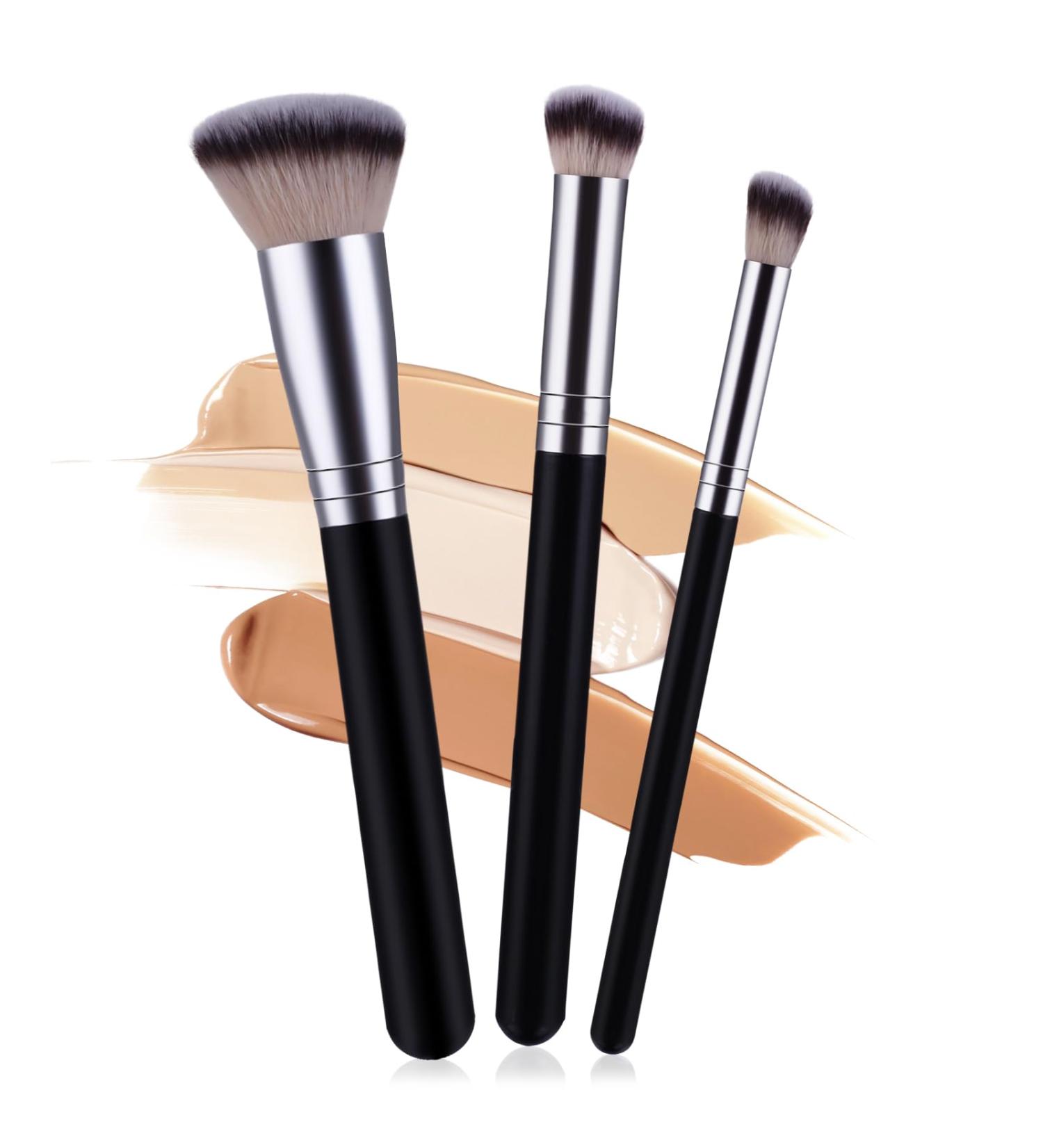 Buy Burfy 3-Piece Professional Make-Up Brush Set | Foundation & Concealer Brushes | Synthetic Fiber for Liquid & Powder | International Shipping - Buy Online on GoSupps.com