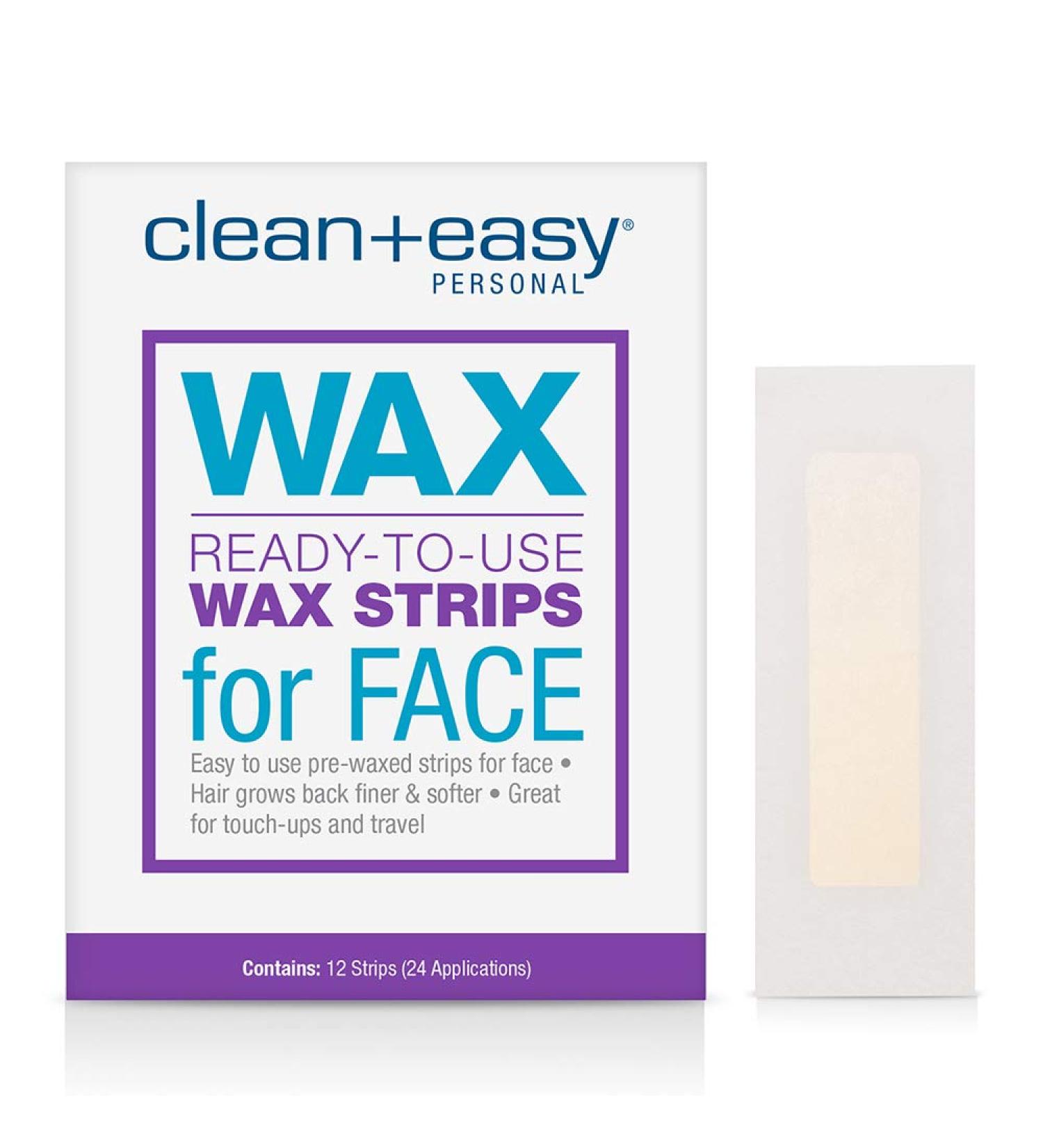Clean + Easy Facial Wax Strips - No Heating Required - 12 Ct - Hair Removal Touch-Ups - Buy Online on GoSupps.com
